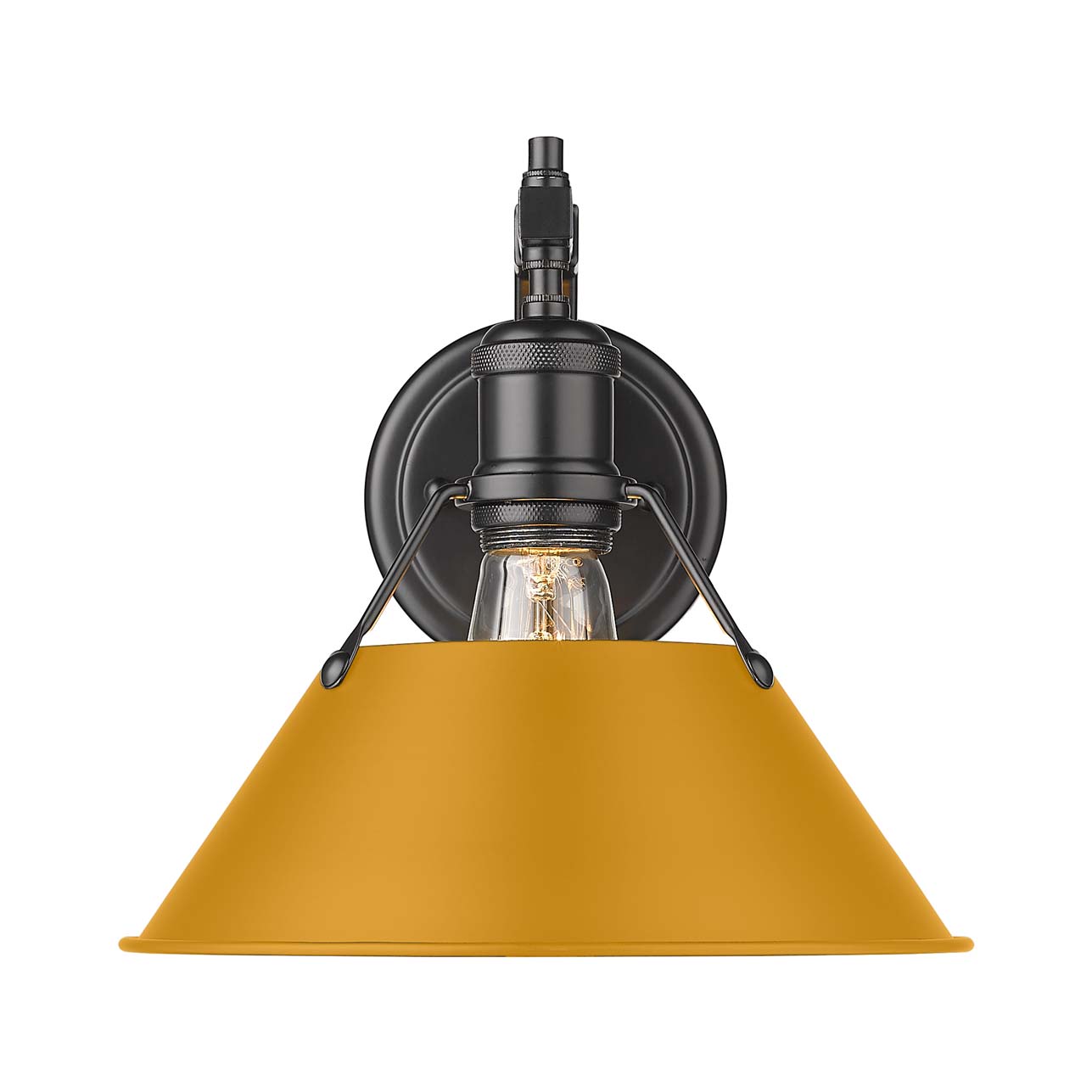 Yep by Golden Lighting Orwell 1-light Wall Sconce in Matte Black and Auric Yellow shade - - Golden Lighting