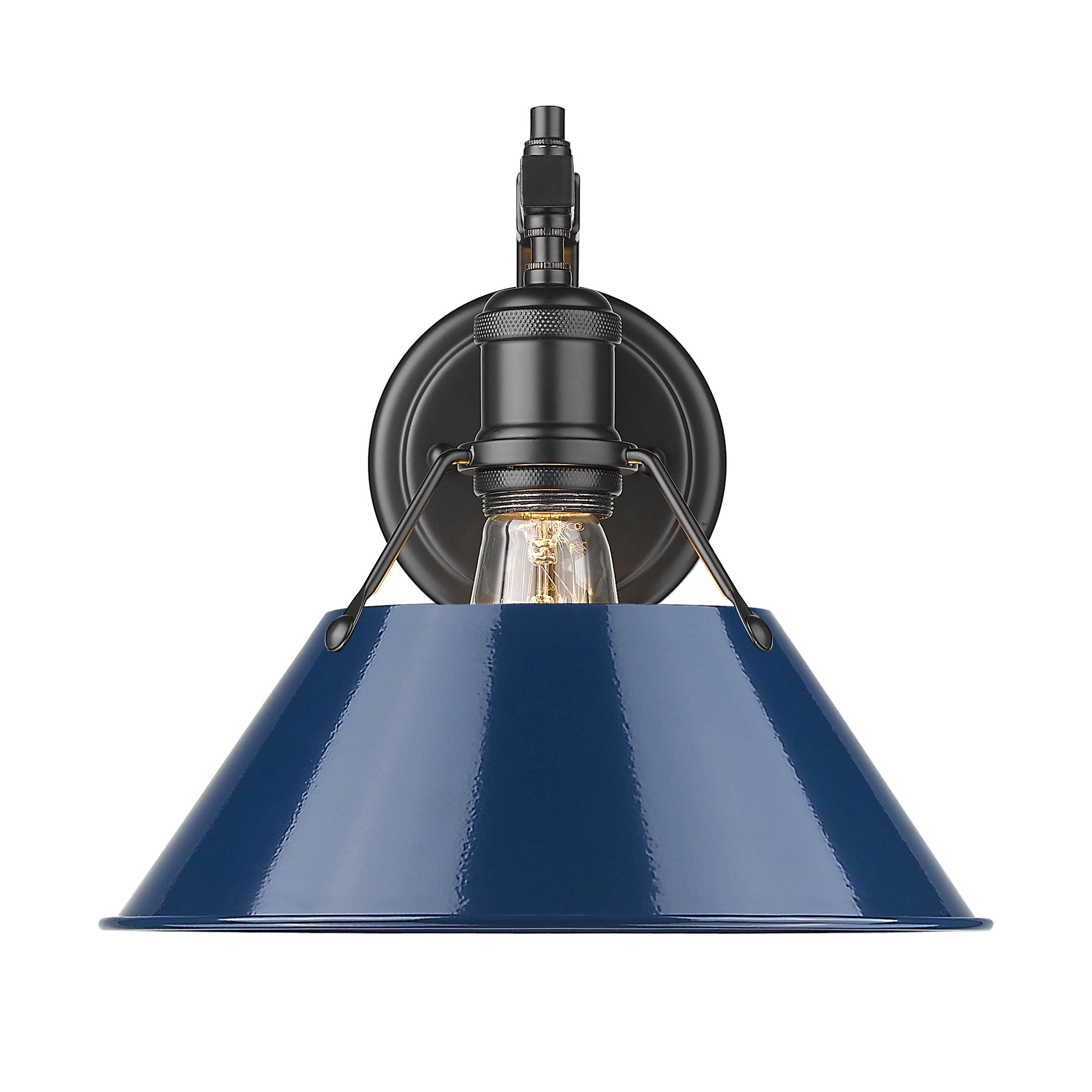 Yep by Golden Lighting Orwell 1-light Wall Sconce in Matte Black and Navy Blue shade - - Golden Lighting