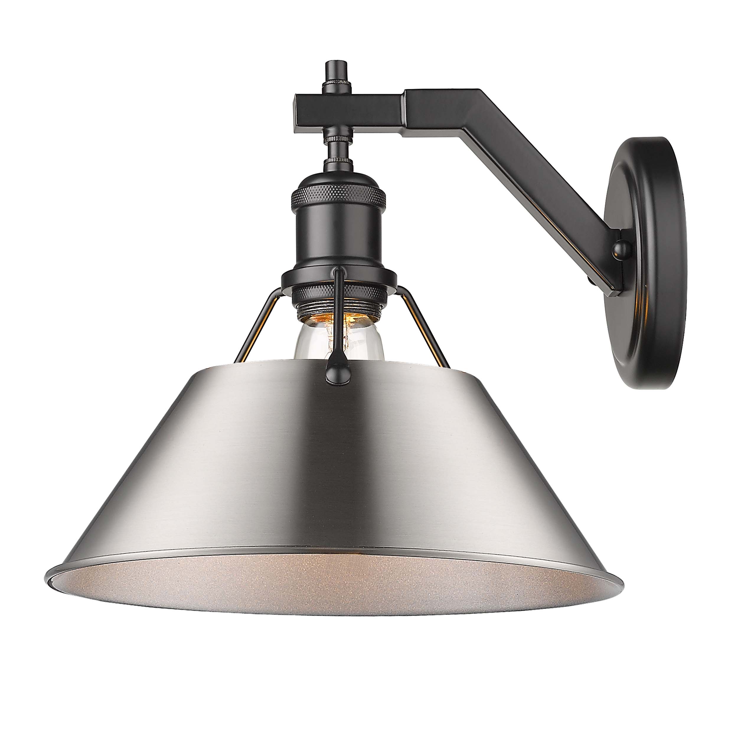 Yep by Golden Lighting Orwell 1-light Wall Sconce in Matte Black and Pewter shade - - Golden Lighting