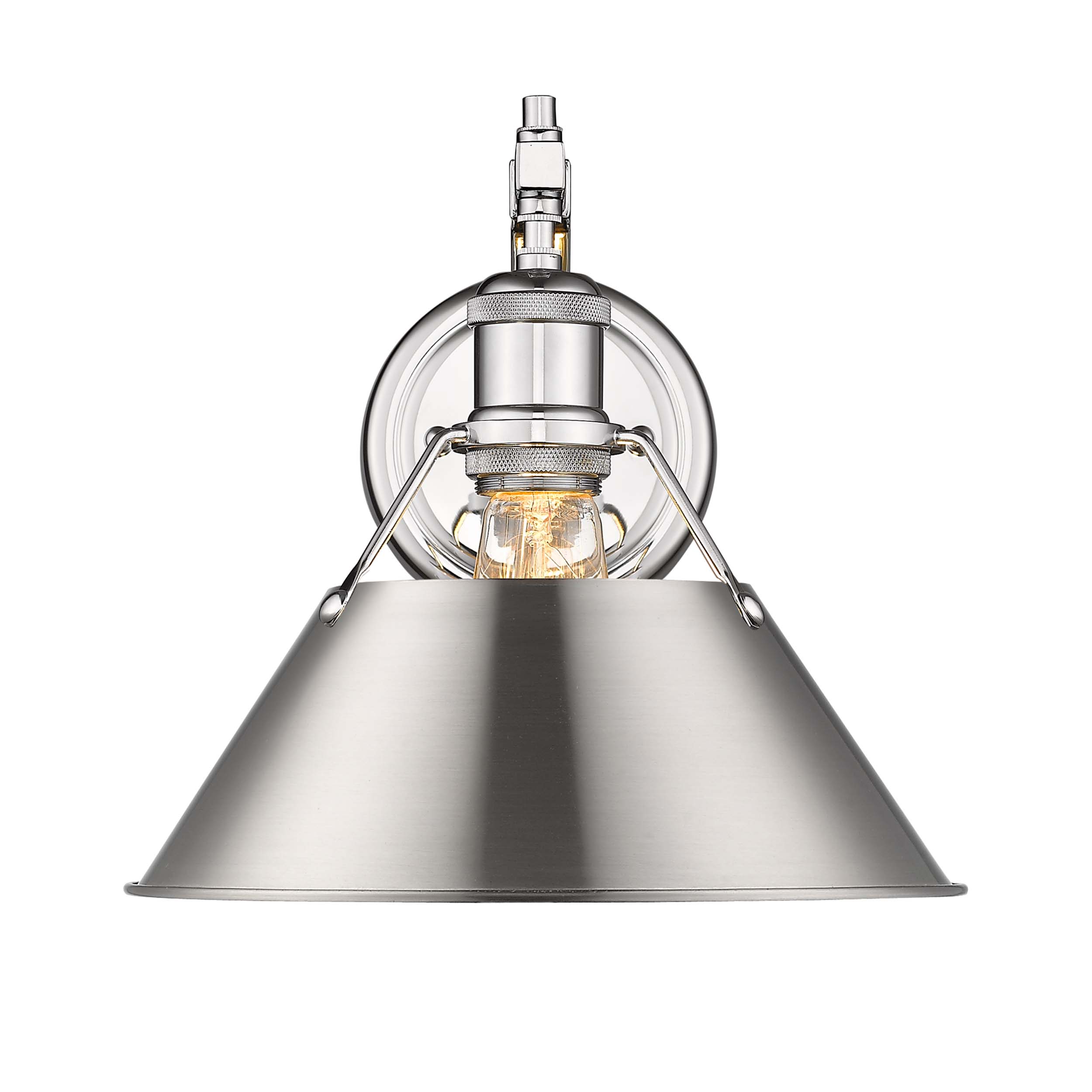 Yep by Golden Lighting Orwell 1-light Wall Sconce in Chrome and Pewter shade - - Golden Lighting