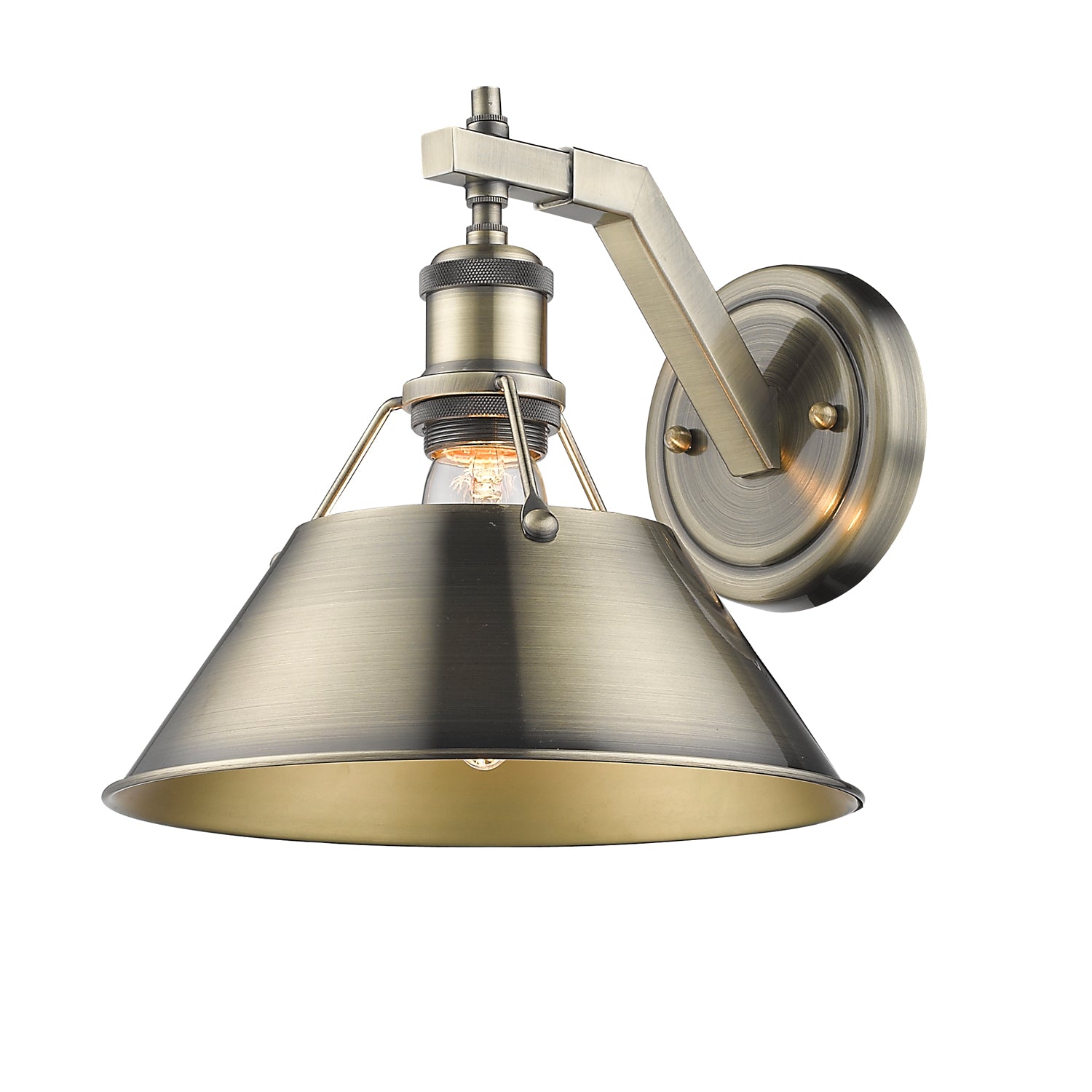 Yep by Golden Lighting Orwell 1-light Wall Sconce in Aged Brass - - Golden Lighting