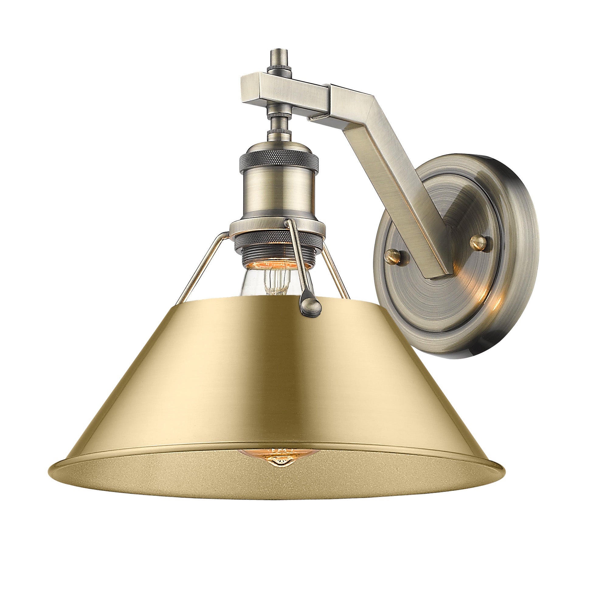 Yep by Golden Lighting Orwell 1-light Wall Sconce in Aged Brass and Brushed Champagne Brass shade - Default Title - Golden Lighting
