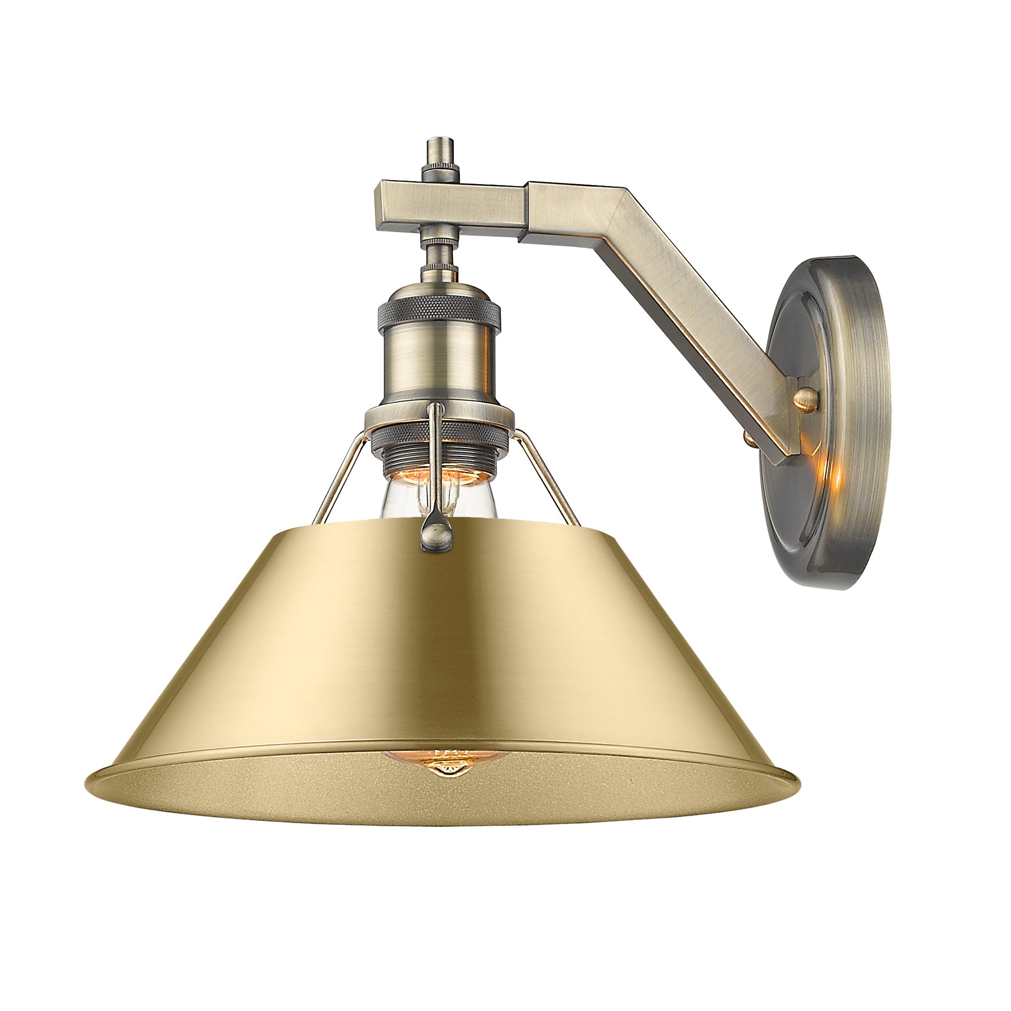 Yep by Golden Lighting Orwell 1-light Wall Sconce in Aged Brass and Brushed Champagne Brass shade - - Golden Lighting