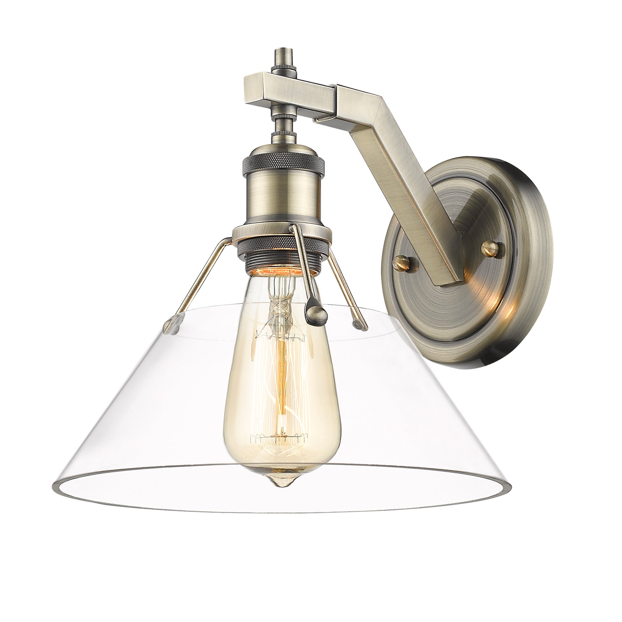 Yep by Golden Lighting Orwell 1-light Wall Sconce in Aged Brass and Clear Glass - Default Title - Golden Lighting