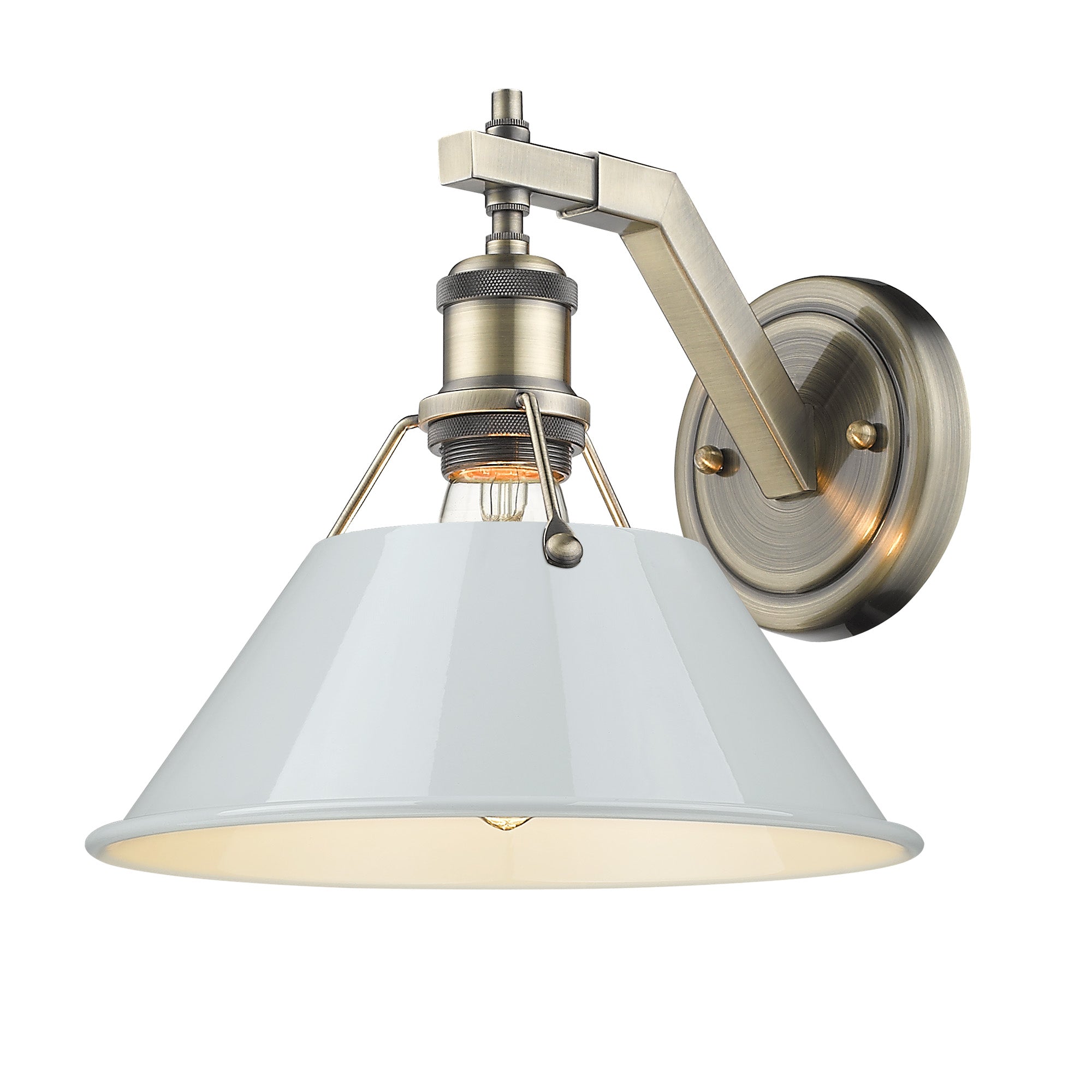 Yep by Golden Lighting Orwell 1-light Wall Sconce in Aged Brass and Dusky Blue shade - - Golden Lighting
