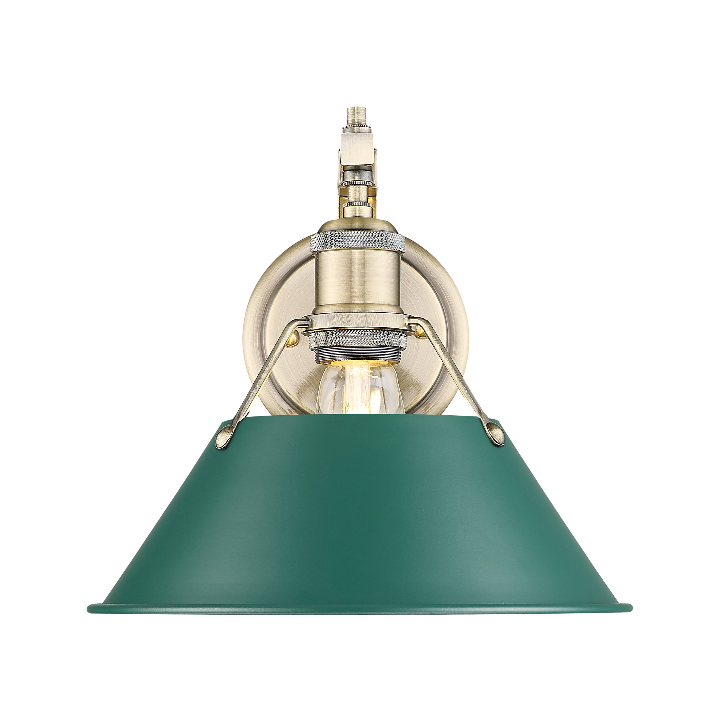 Orwell 1-Light Wall Sconce in Aged Brass with Pine Green- Test - - Golden Lighting