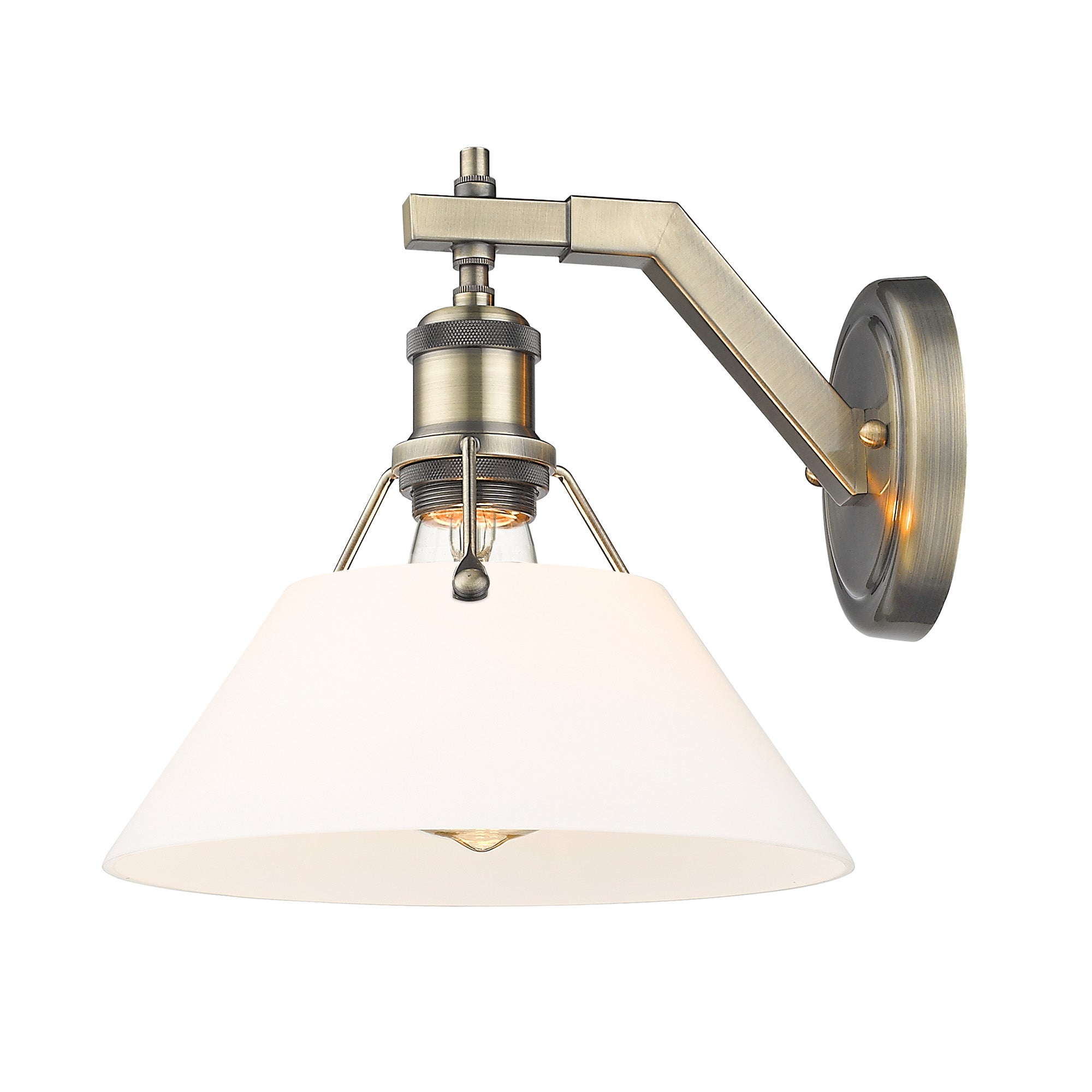 Yep by Golden Lighting Orwell 1-light Wall Sconce in Aged Brass and Opal Glass