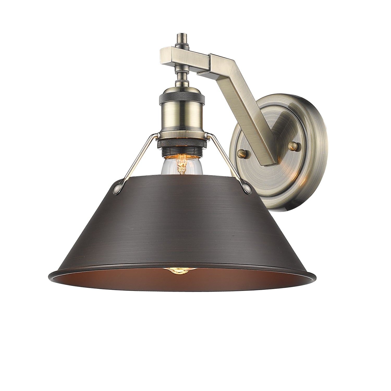 Yep by Golden Lighting Orwell 1-light Wall Sconce in Aged Brass and Rubbed Bronze shade - - Golden Lighting