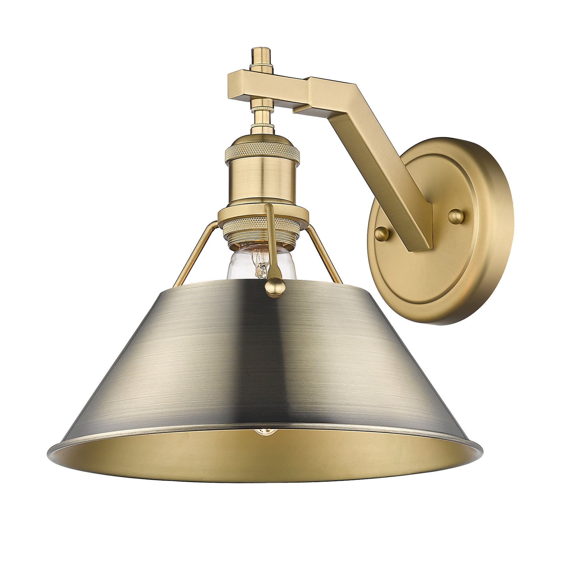 Yep by Golden Lighting Orwell 1-light Wall Sconce in Brushed Champagne Brass and Aged Brass shade - - Golden Lighting