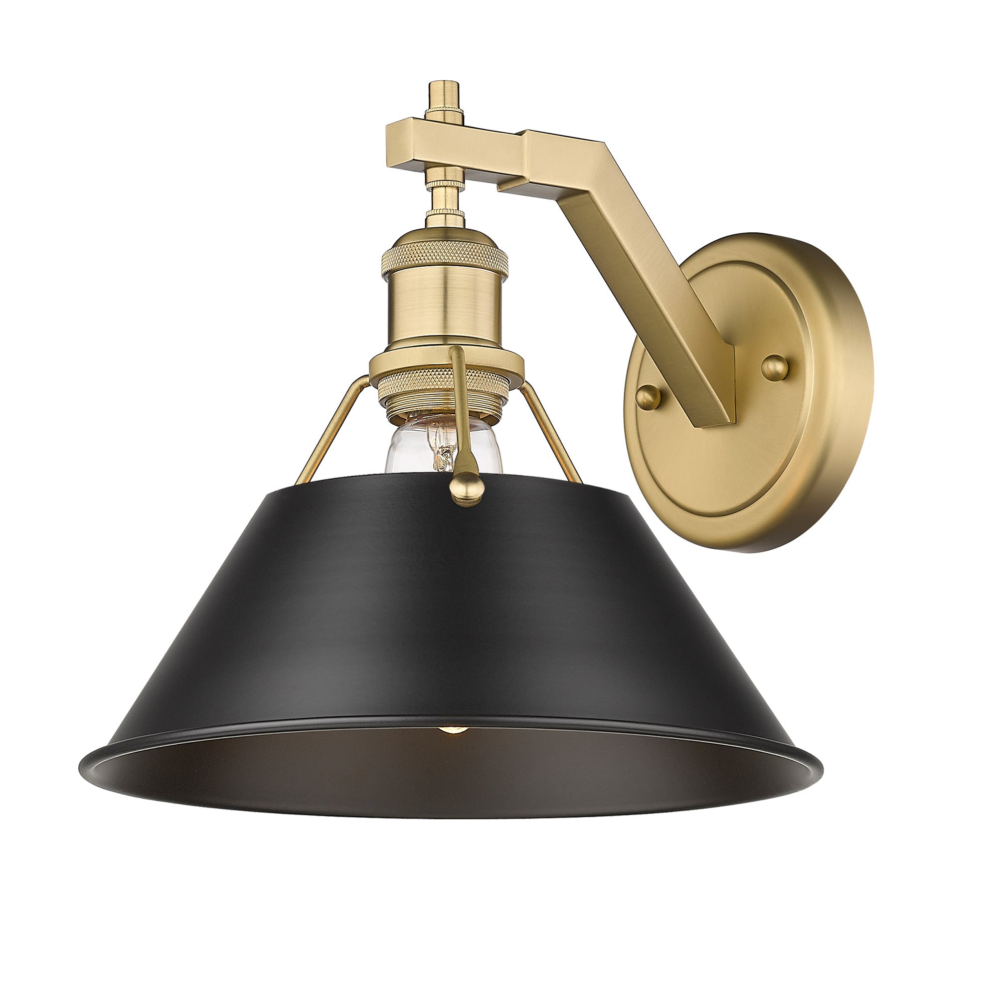 Yep by Golden Lighting Orwell 1-light Wall Sconce in Brushed Champagne Brass and Matte Black shade - - Golden Lighting