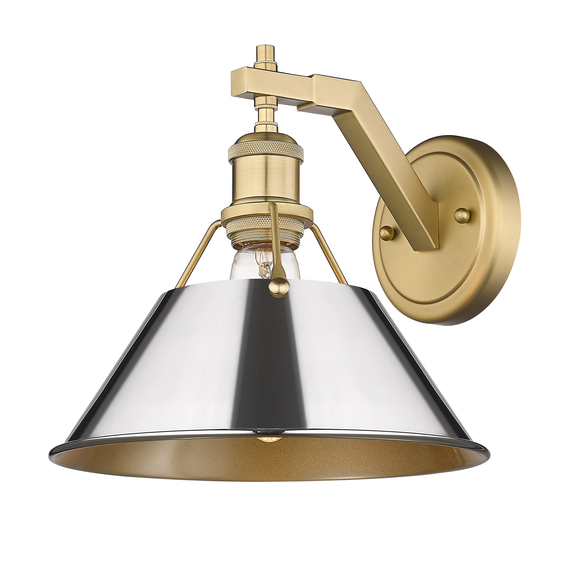 Yep by Golden Lighting Orwell 1-light Wall Sconce in Brushed Champagne Brass and Chrome shade - - Golden Lighting