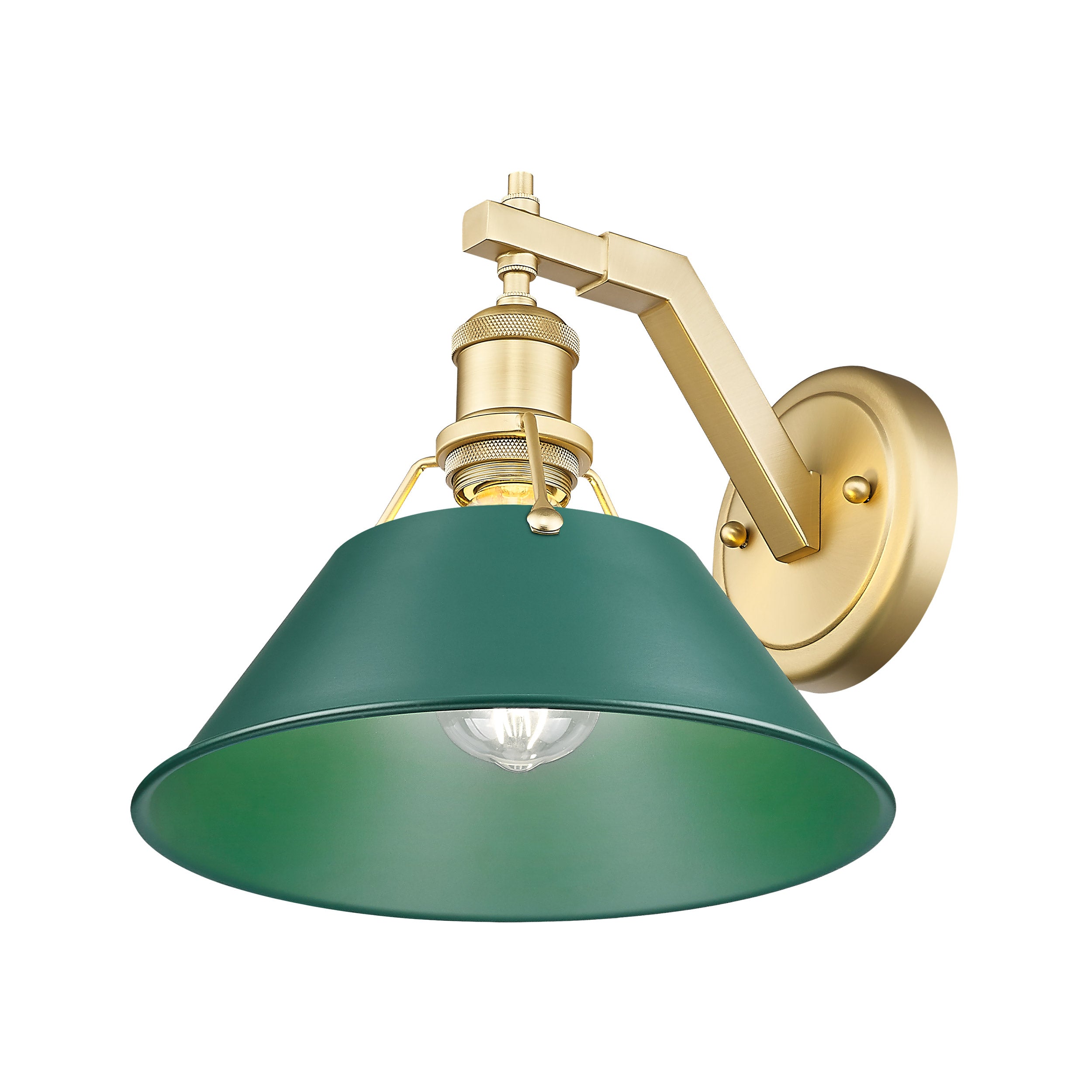 Yep by Golden Lighting Orwell 1-light Wall Sconce in Brushed Champagne Brass and Pine Green shade - - Golden Lighting