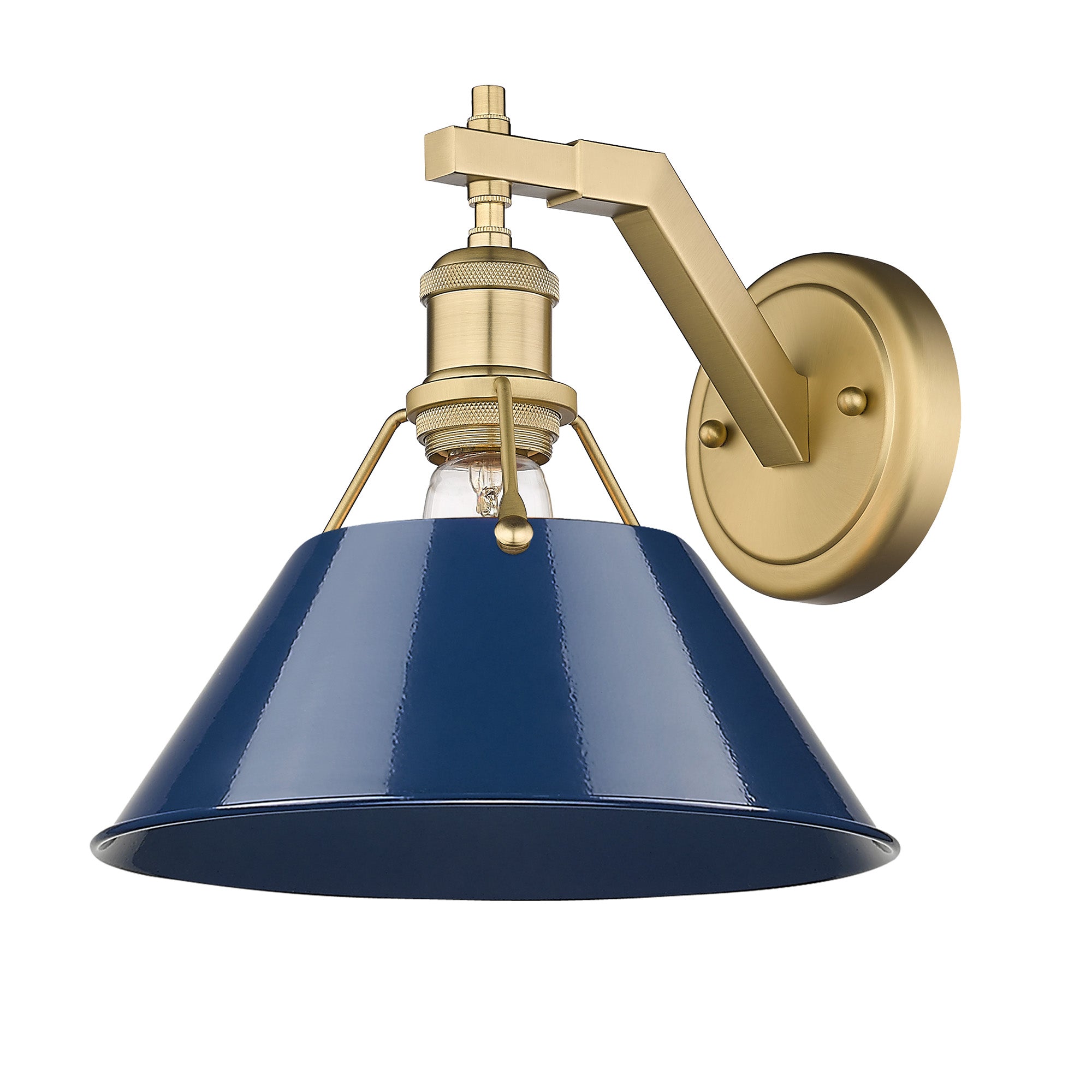 Yep by Golden Lighting Orwell 1-light Wall Sconce in Brushed Champagne Brass and Navy Blue shade - Default Title - Golden Lighting