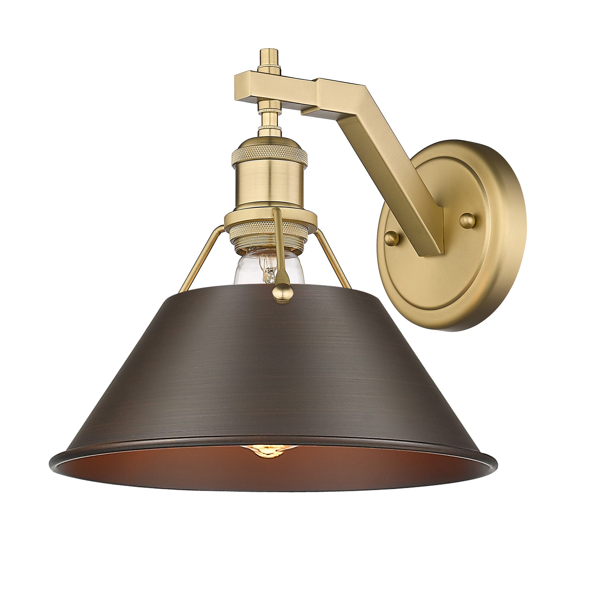 Yep by Golden Lighting Orwell 1-light Wall Sconce in Brushed Champagne Brass and Rubbed Bronze shade - - Golden Lighting
