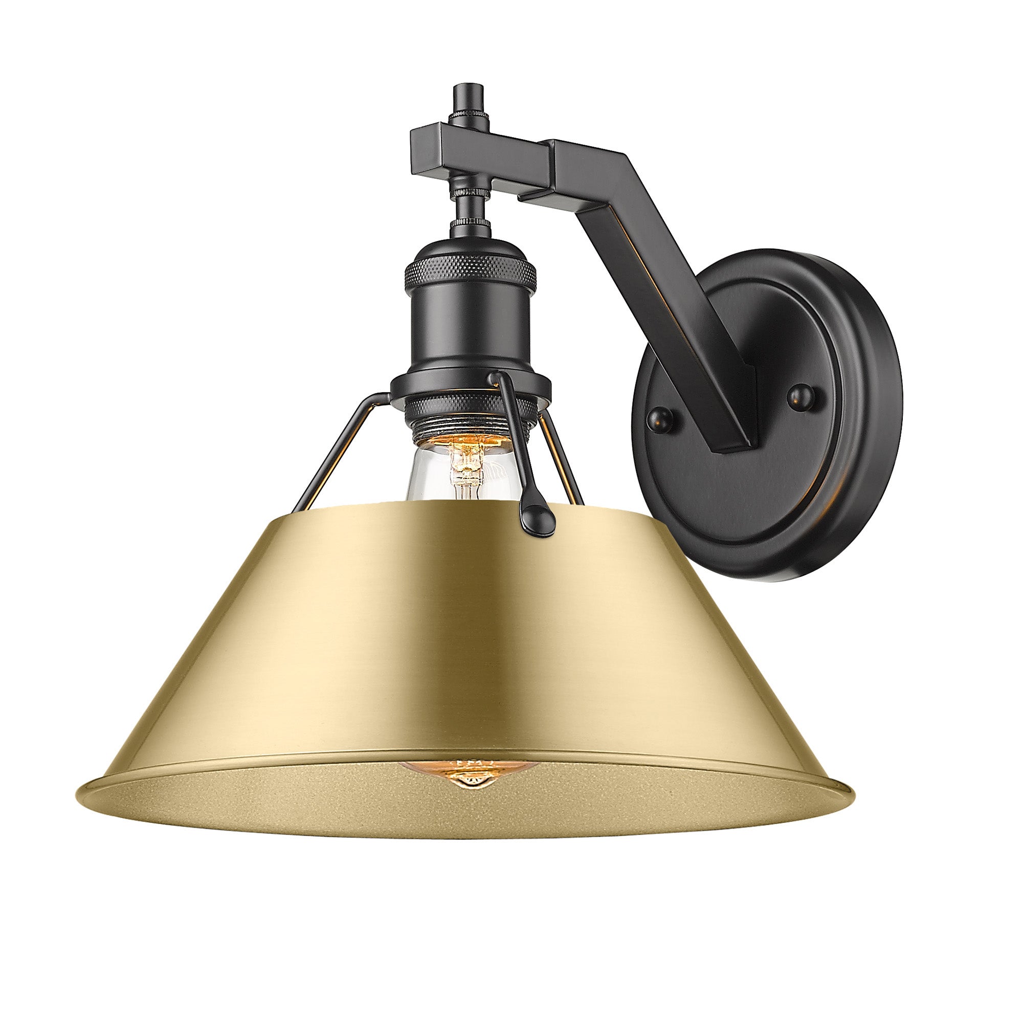Yep by Golden Lighting Orwell 1-light Wall Sconce in Matte Black and Brushed Champagne Brass shade - - Golden Lighting