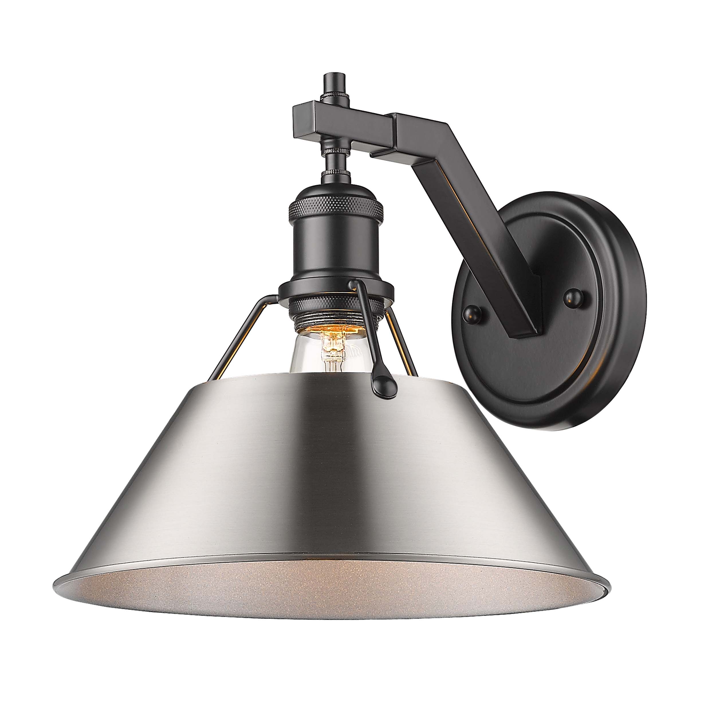 Yep by Golden Lighting Orwell 1-light Wall Sconce in Matte Black and Pewter shade - Default Title - Golden Lighting