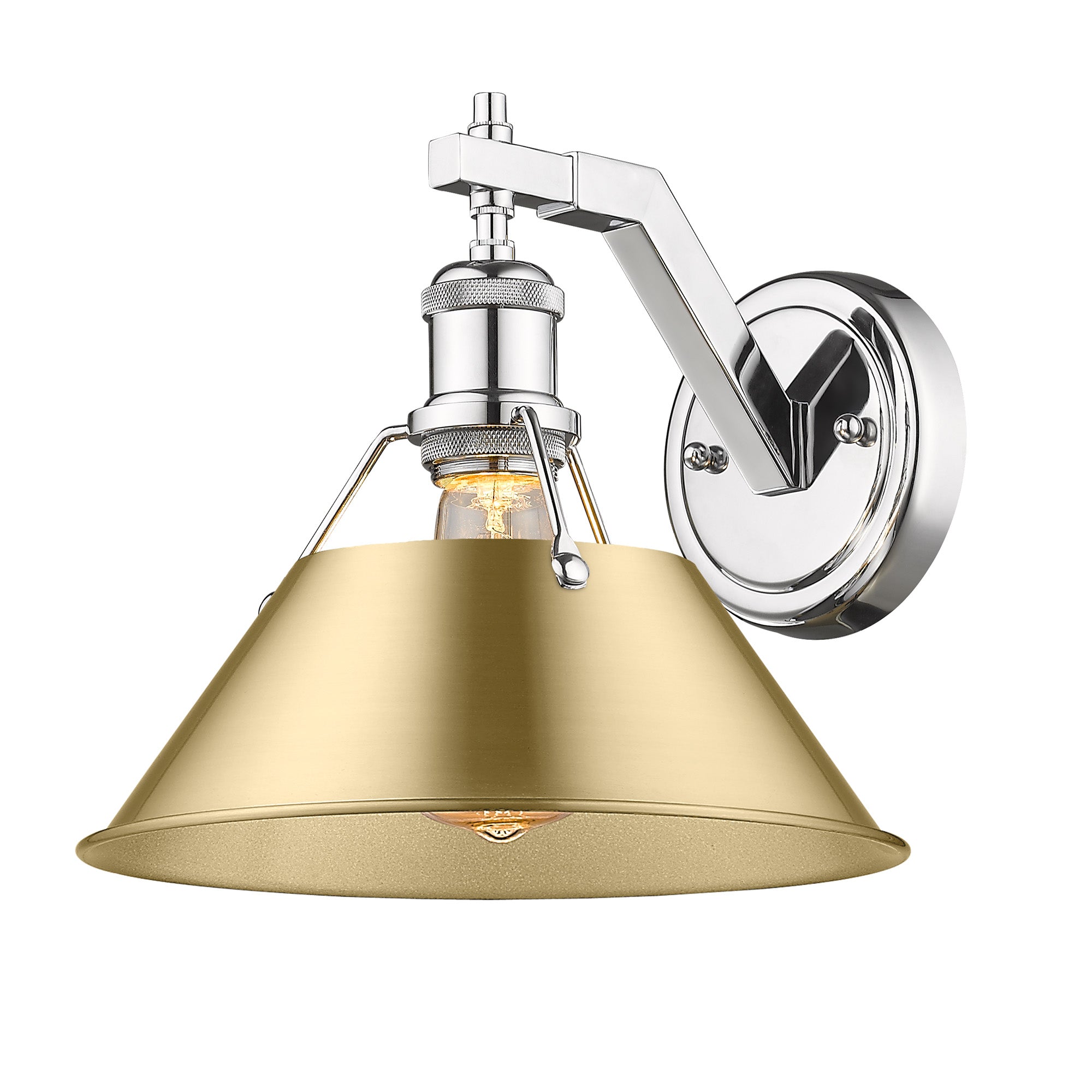 Yep by Golden Lighting Orwell 1-light Wall Sconce in Chrome and Brushed Champagne Brass shade - - Golden Lighting