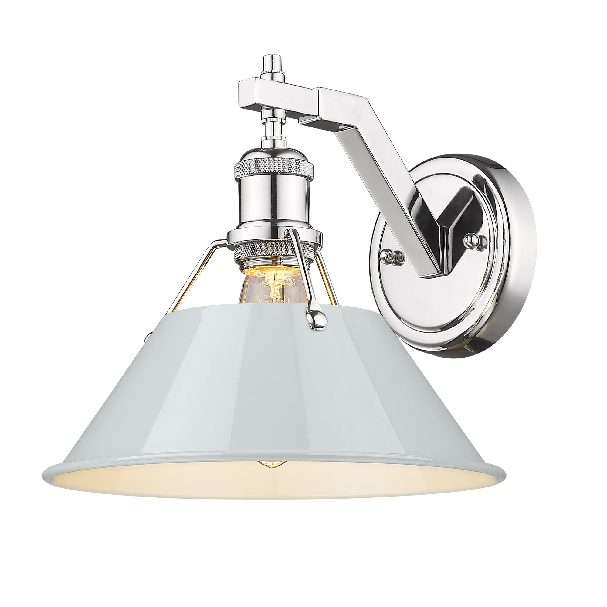 Yep by Golden Lighting Orwell 1-light Wall Sconce in Chrome and Dusky Blue shade - - Golden Lighting