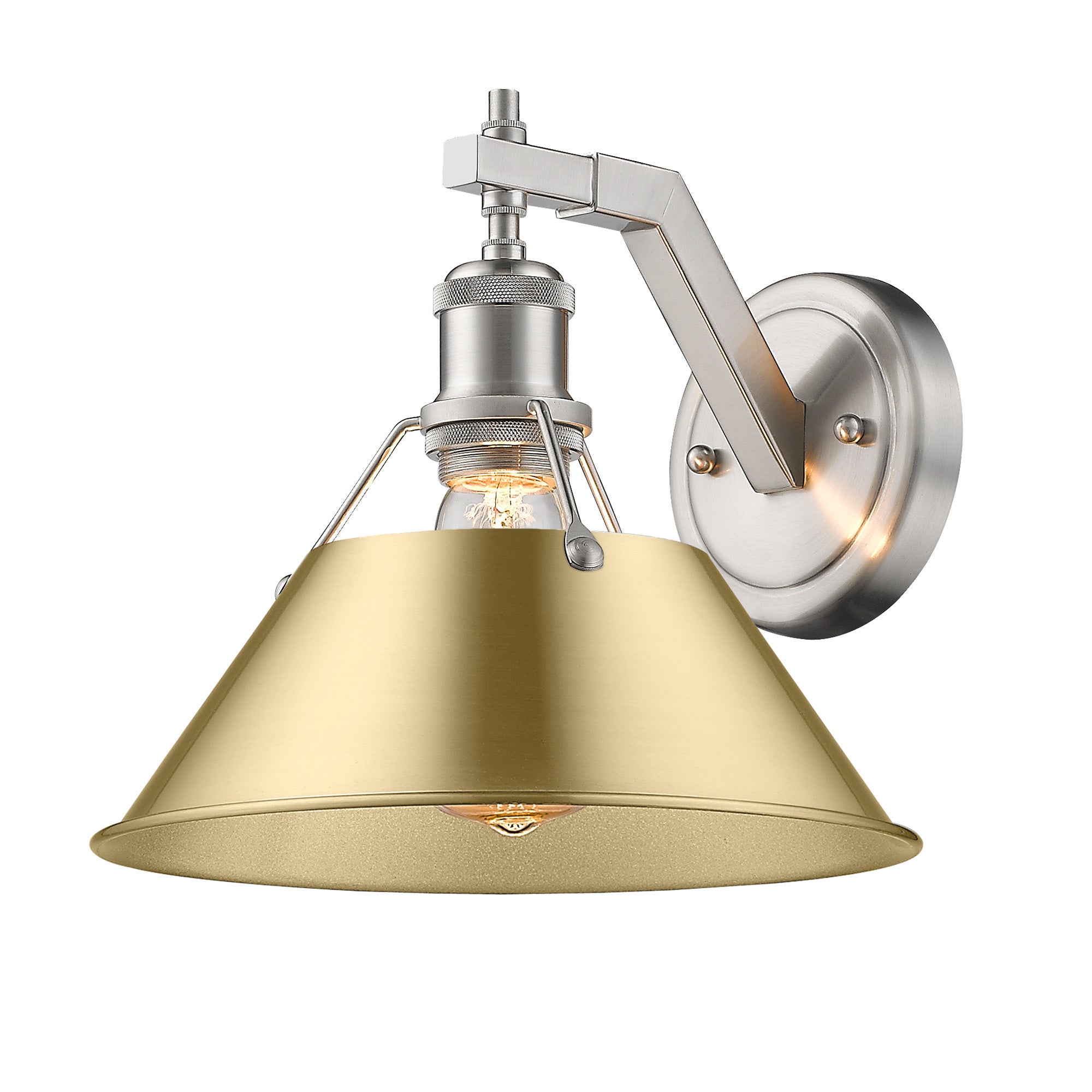 Yep by Golden Lighting Orwell 1-light Wall Sconce in Pewter and Brushed Champagne Brass shade - - Golden Lighting