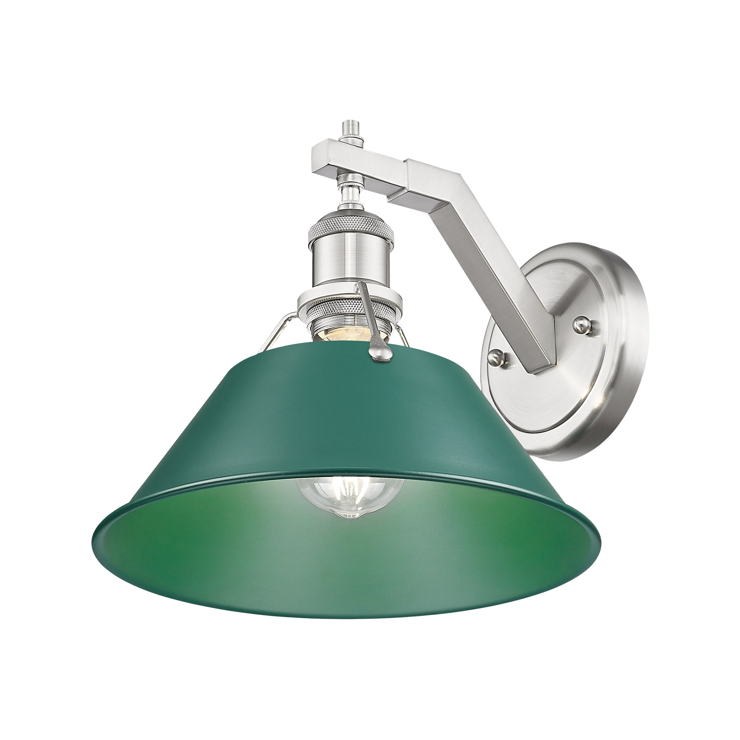 Yep by Golden Lighting Orwell 1-light Wall Sconce in Pewter and Pine Green shade - - Golden Lighting