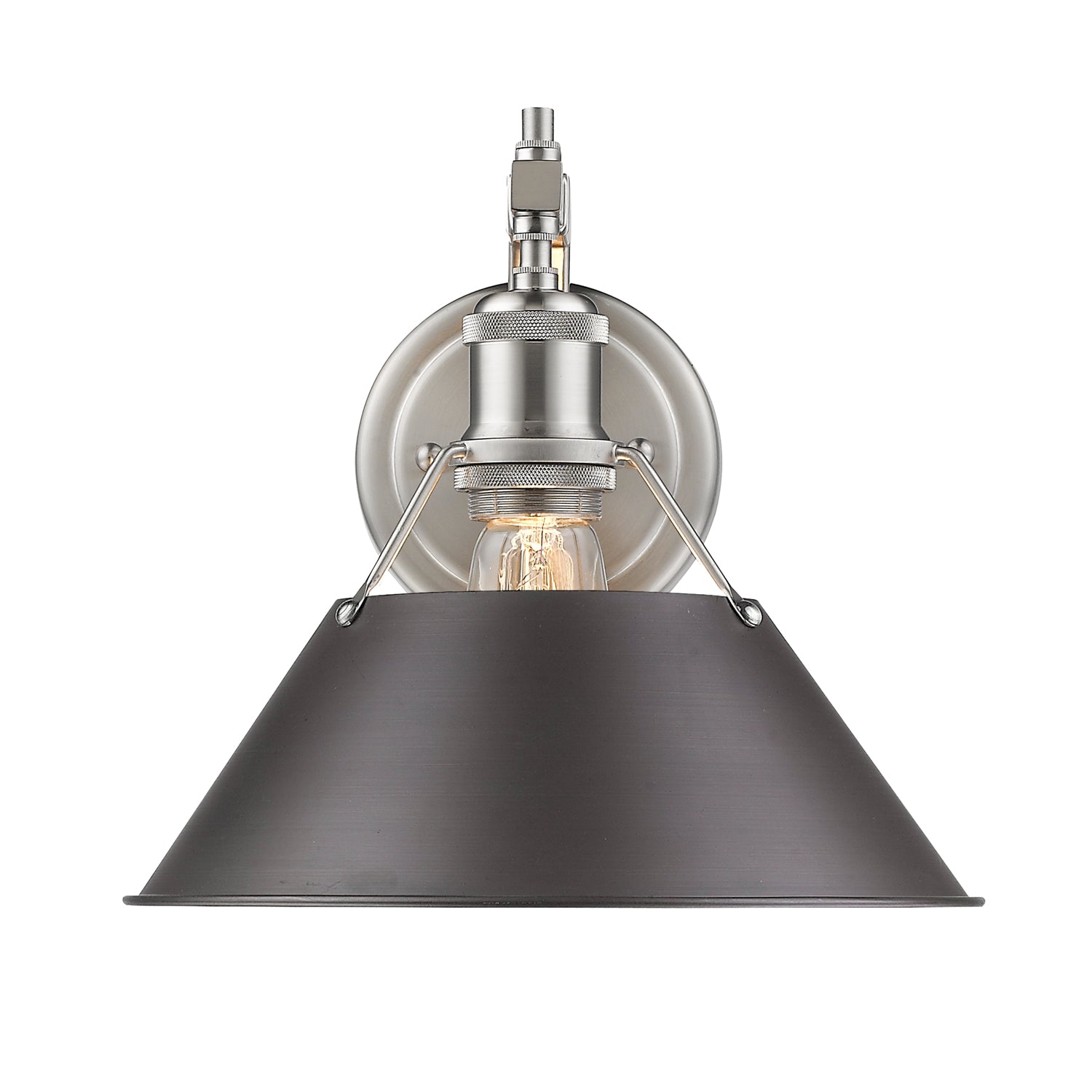 Yep by Golden Lighting Orwell 1-light Wall Sconce in Pewter and Rubbed Bronze shade - - Golden Lighting