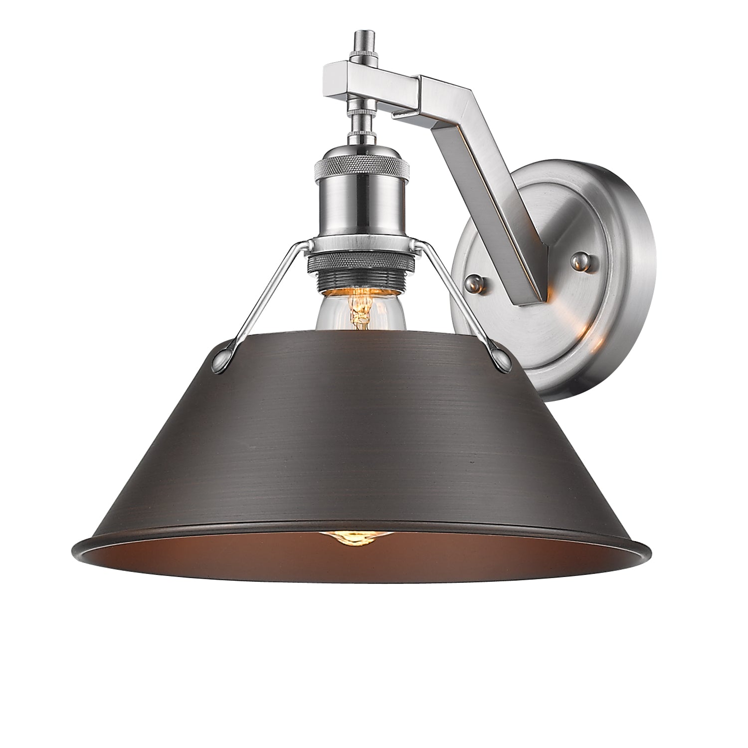 Yep by Golden Lighting Orwell 1-light Wall Sconce in Pewter and Rubbed Bronze shade - Default Title - Golden Lighting