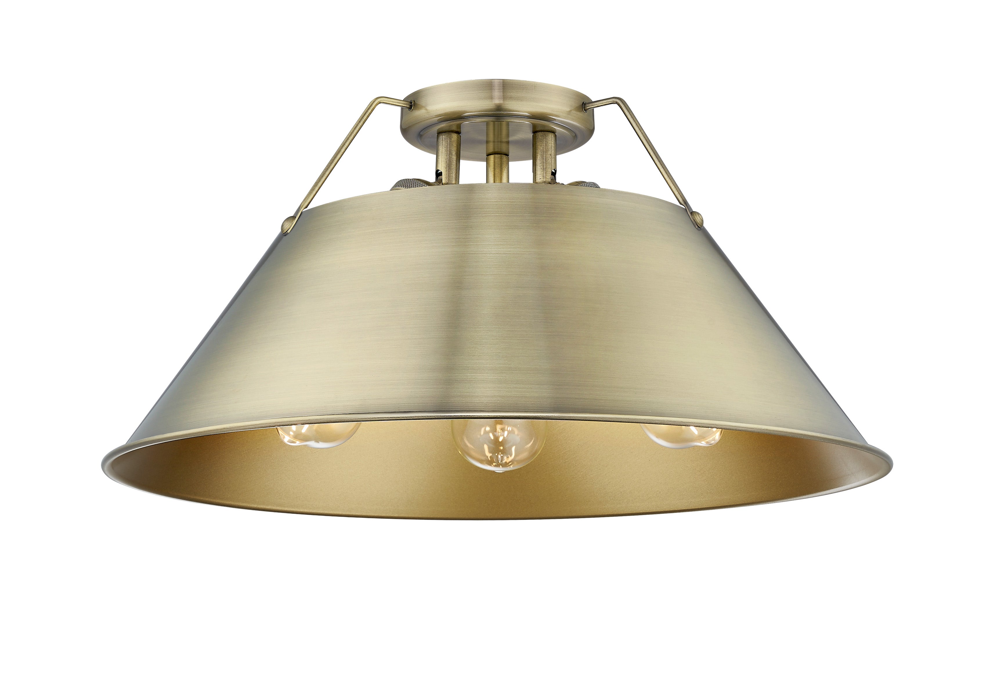 Yep by Golden Lighting Orwell 3-light Flush Mount in Aged Brass - - Golden Lighting