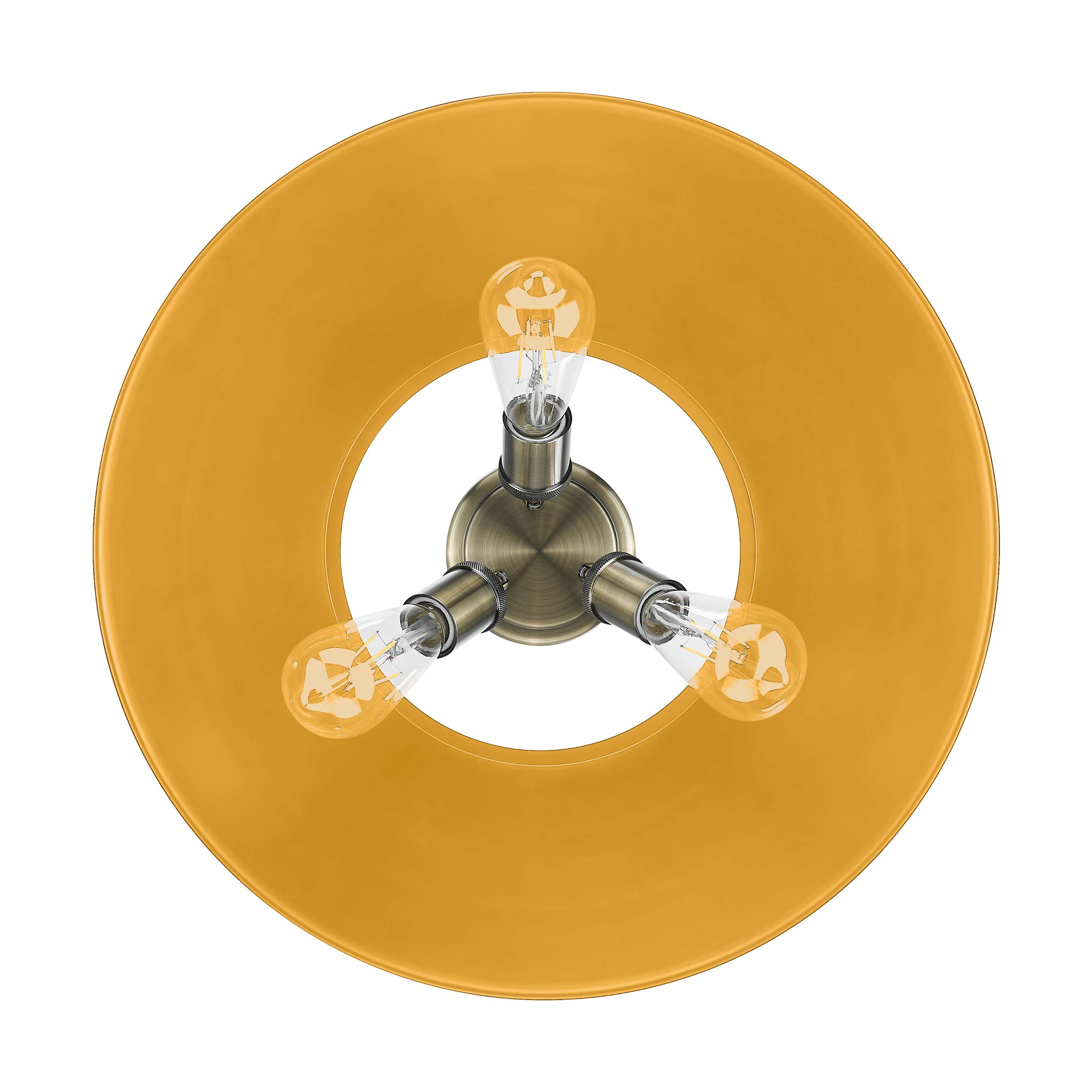 Yep by Golden Lighting Orwell 3-light Flush Mount in Aged Brass and Auric Yellow shade - - Golden Lighting