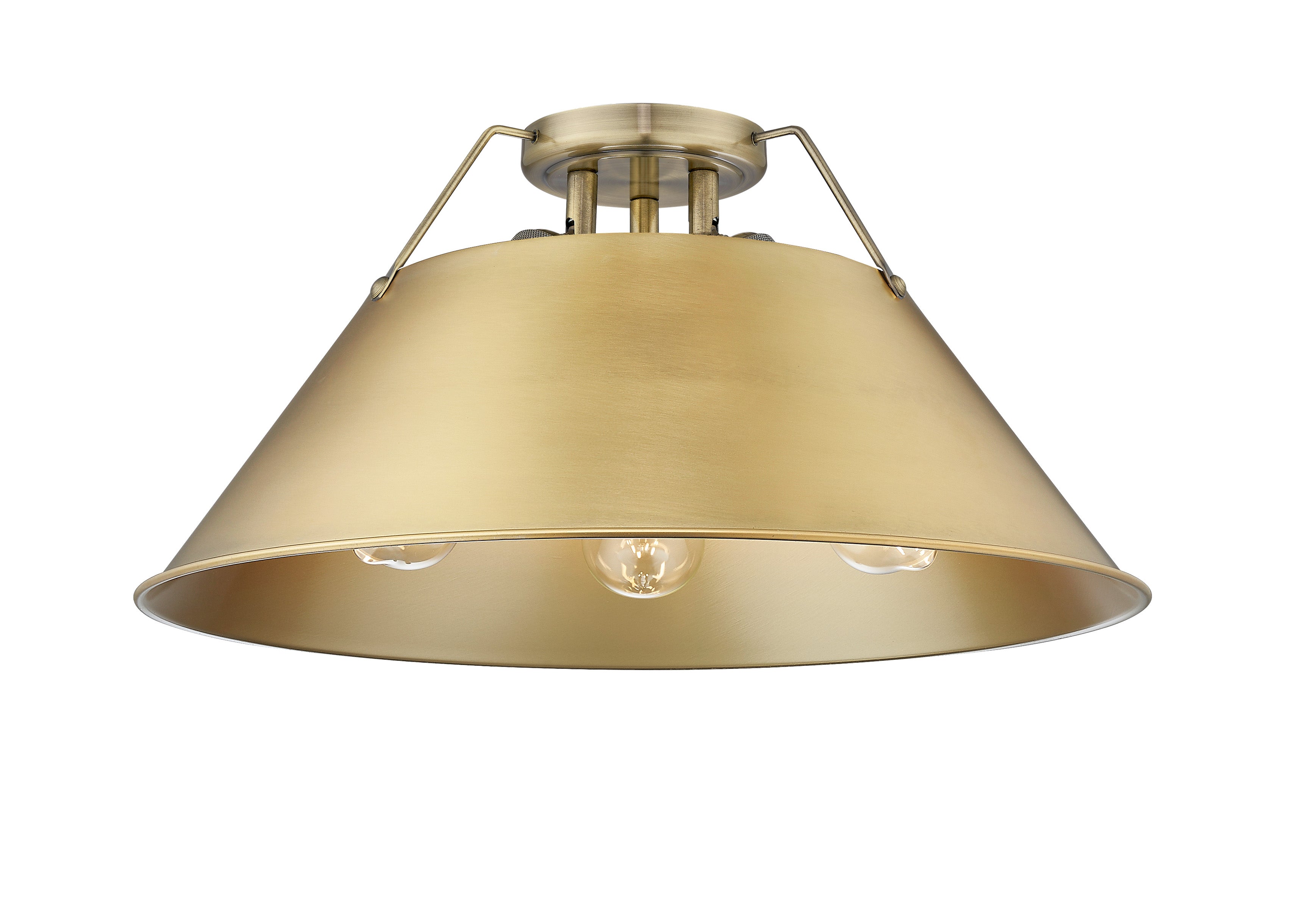 Yep by Golden Lighting Orwell 3-light Flush Mount in Aged Brass and Brushed Champagne Brass shade - - Golden Lighting