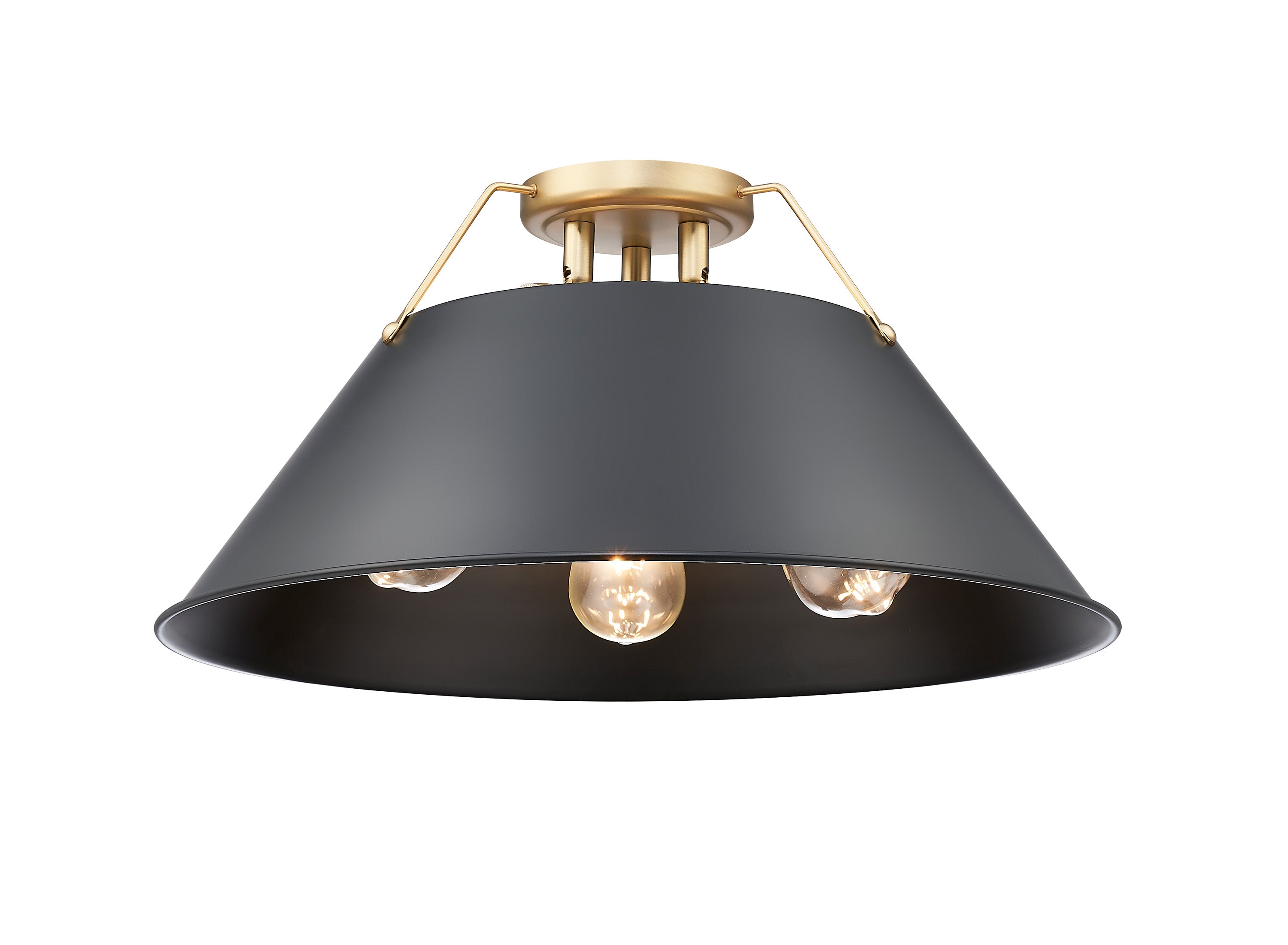 Yep by Golden Lighting Orwell 3-light Flush Mount in Brushed Champagne Brass and Matte Black shade - Default Title - Golden Lighting
