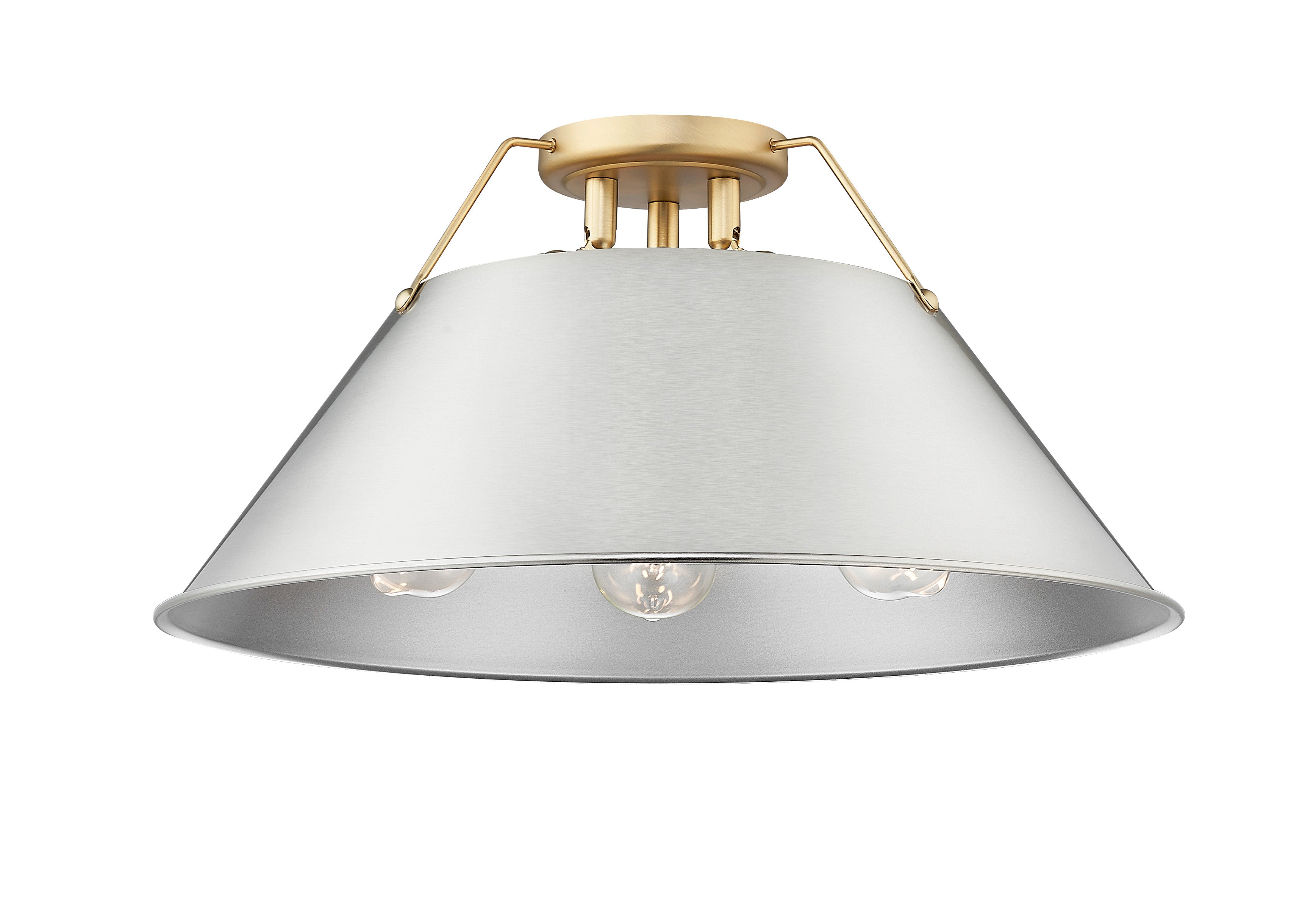 Yep by Golden Lighting Orwell 3-light Flush Mount in Brushed Champagne Brass and Pewter shade - - Golden Lighting