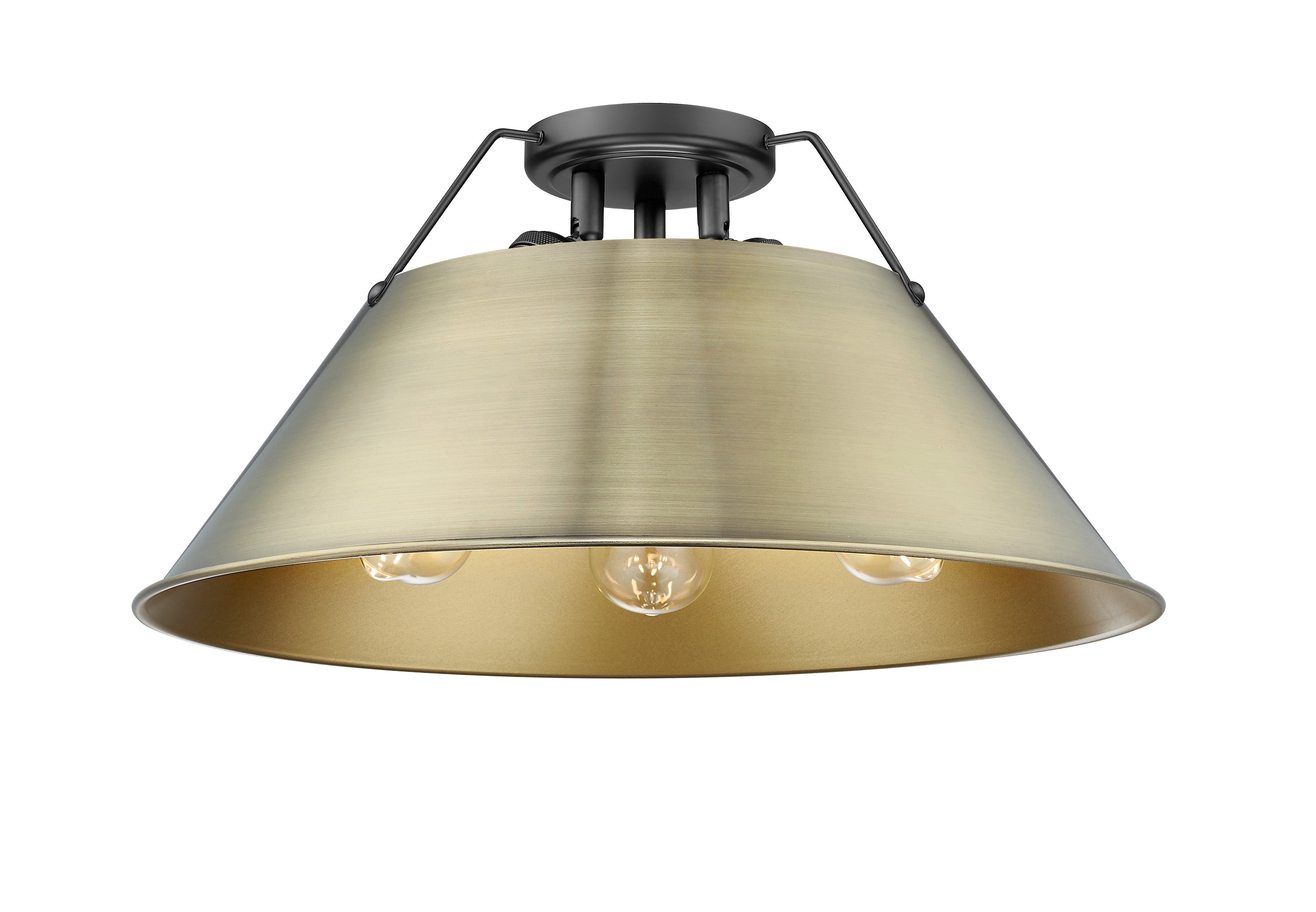 Yep by Golden Lighting Orwell 3-light Flush Mount in Matte Black and Aged Brass shade - Default Title - Golden Lighting