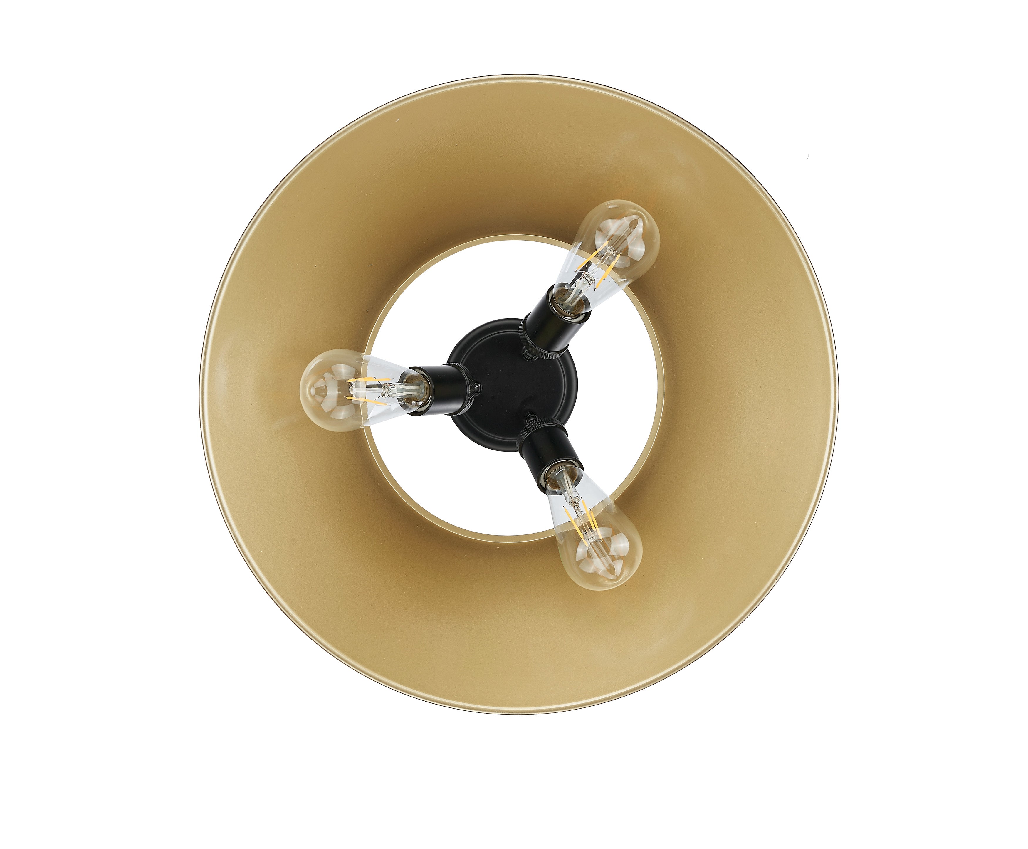 Orwell 3-Light Flush Mount in Matte Black with Brushed Champagne Bronze - Default Title - Golden Lighting