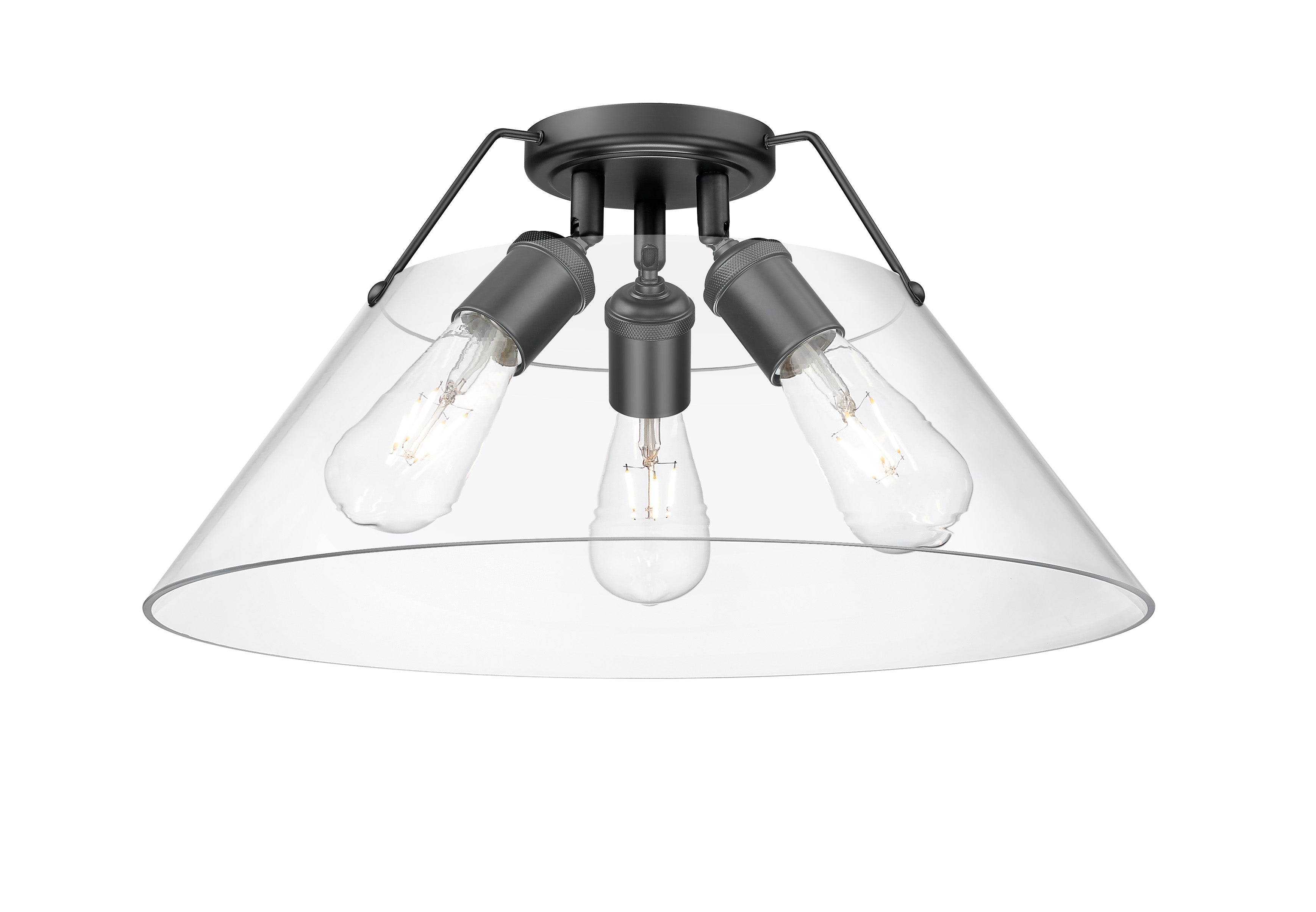 Yep by Golden Lighting Orwell 3-light Flush Mount in Matte Black and Clear Glass - Default Title - Golden Lighting
