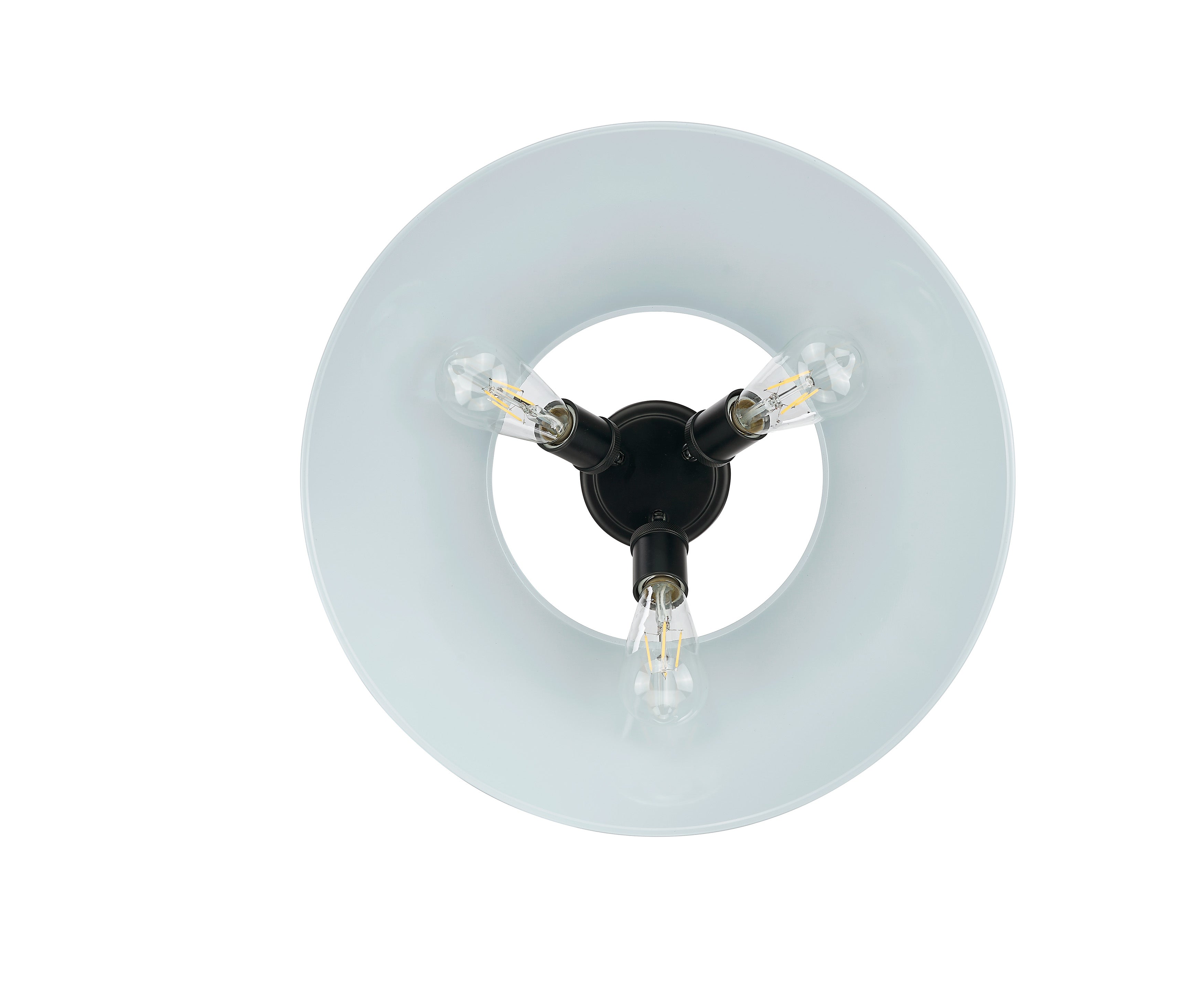 Orwell 3-Light Flush Mount in Matte Black with Dusky Blue - Default Title - Golden Lighting