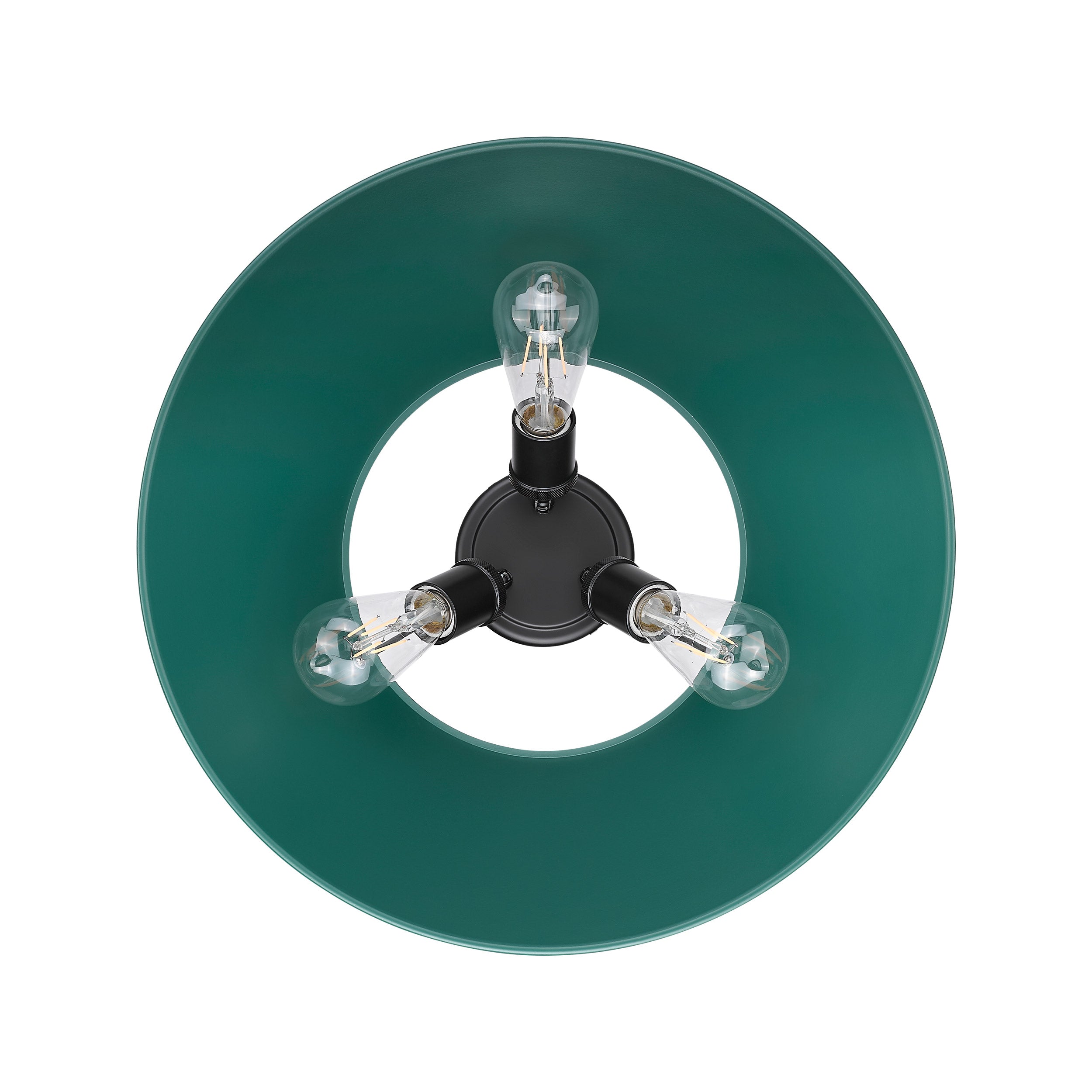 Yep by Golden Lighting Orwell 3-light Flush Mount in Matte Black and Pine Green shade - - Golden Lighting