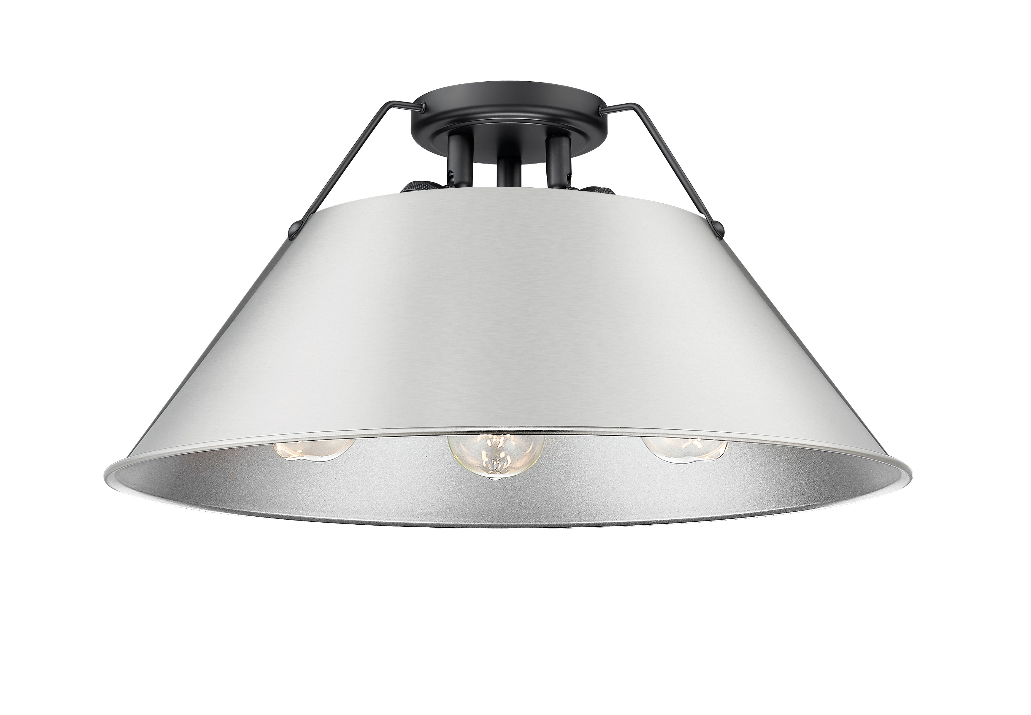 Yep by Golden Lighting Orwell 3-light Flush Mount in Matte Black and Pewter shade