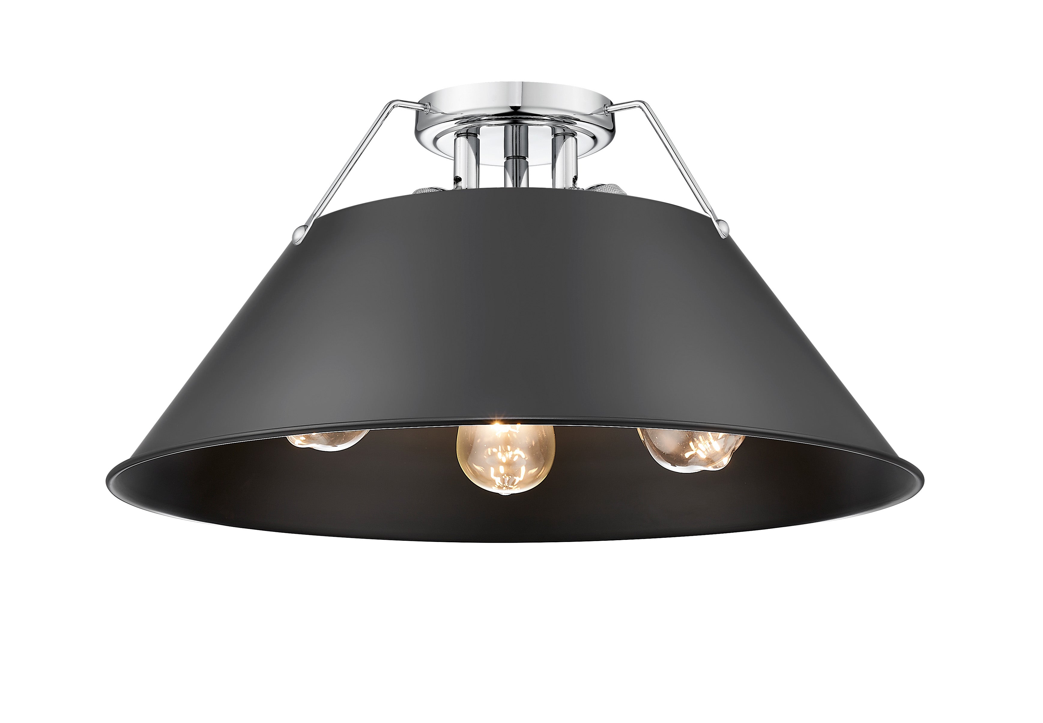 Yep by Golden Lighting Orwell 3-light Flush Mount in Chrome and Matte Black shade - Default Title - Golden Lighting