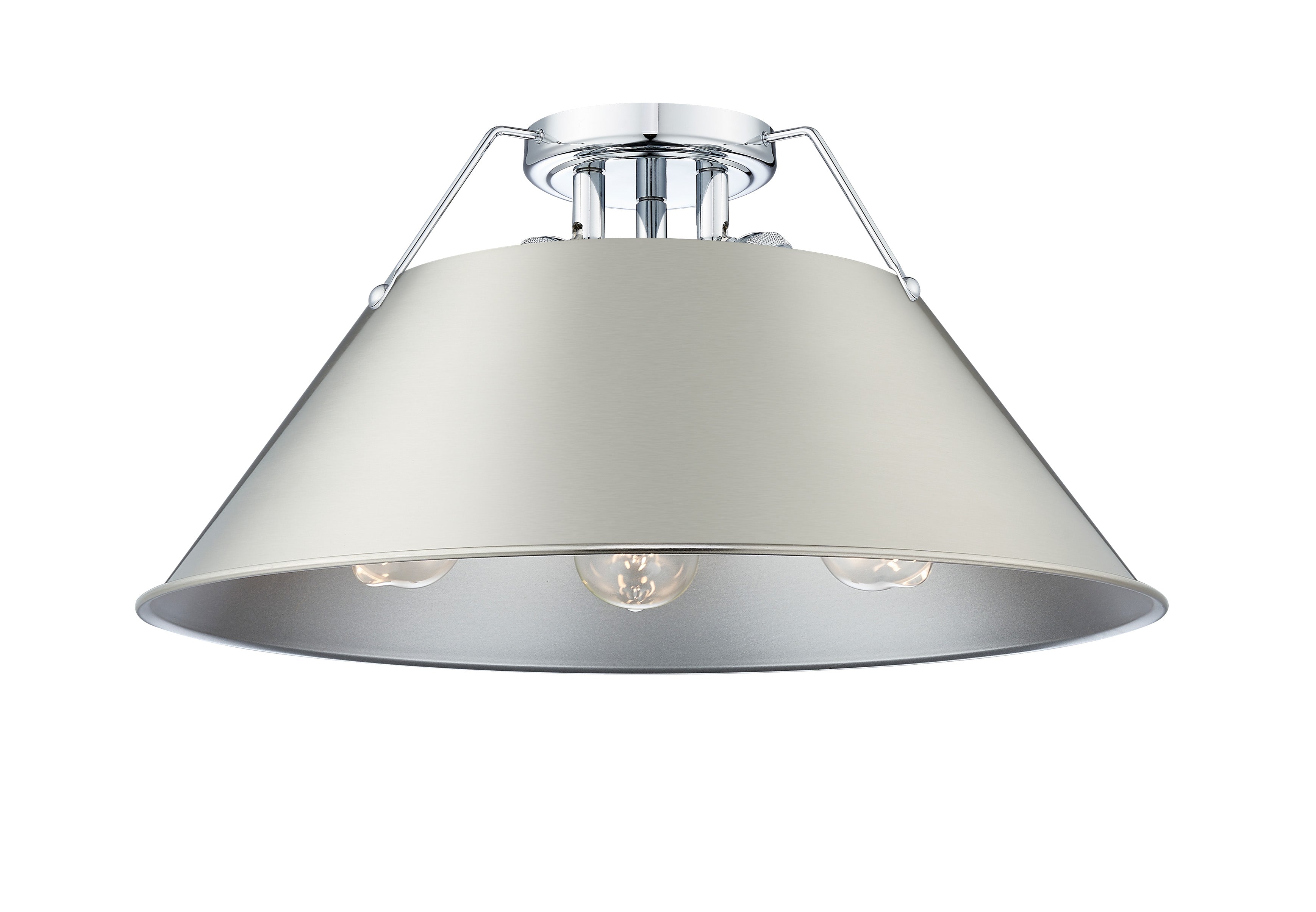Yep by Golden Lighting Orwell 3-light Flush Mount in Chrome and Pewter shade - Default Title - Golden Lighting
