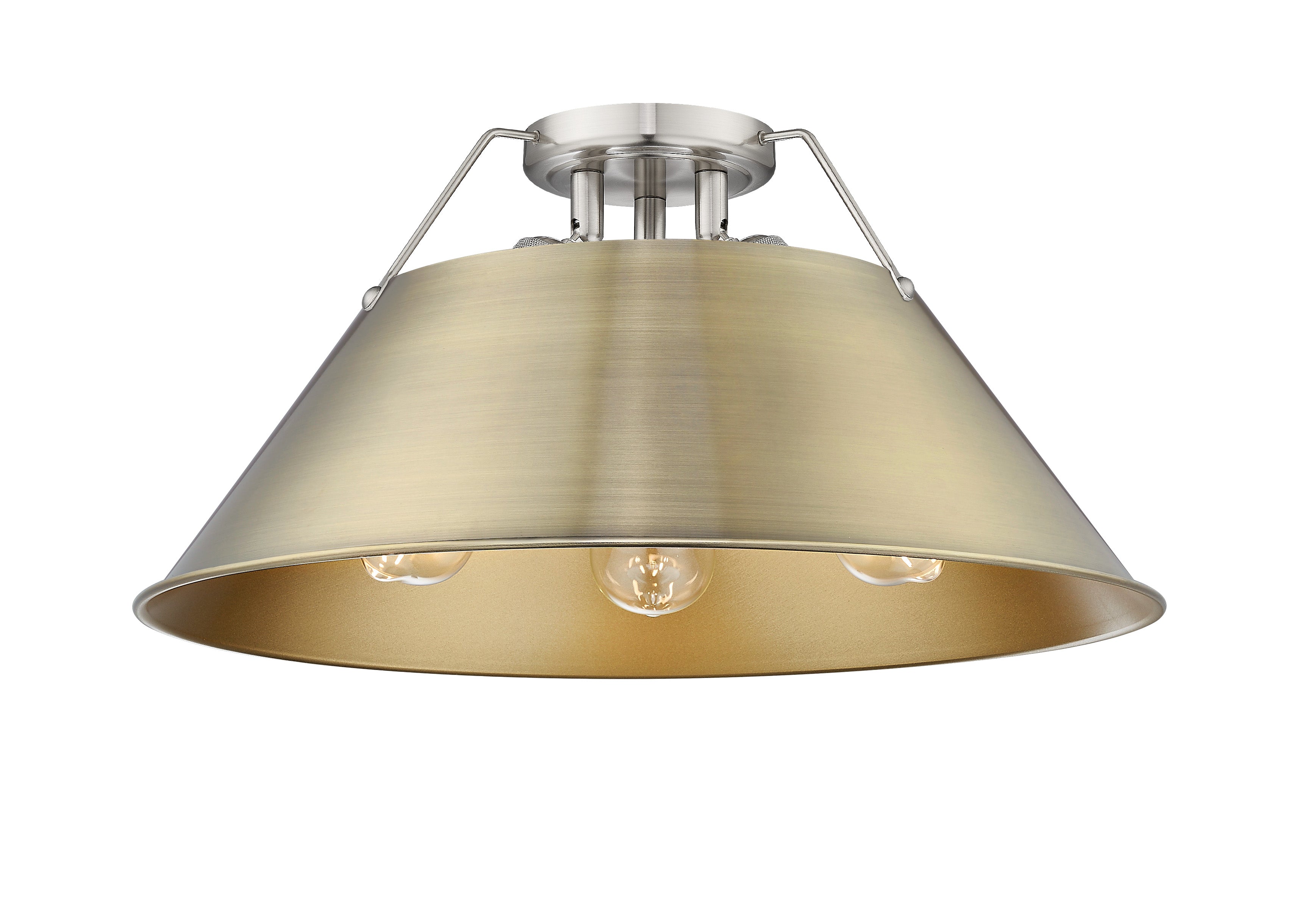 Yep by Golden Lighting Orwell 3-light Flush Mount in Pewter and Aged Brass shade - Default Title - Golden Lighting