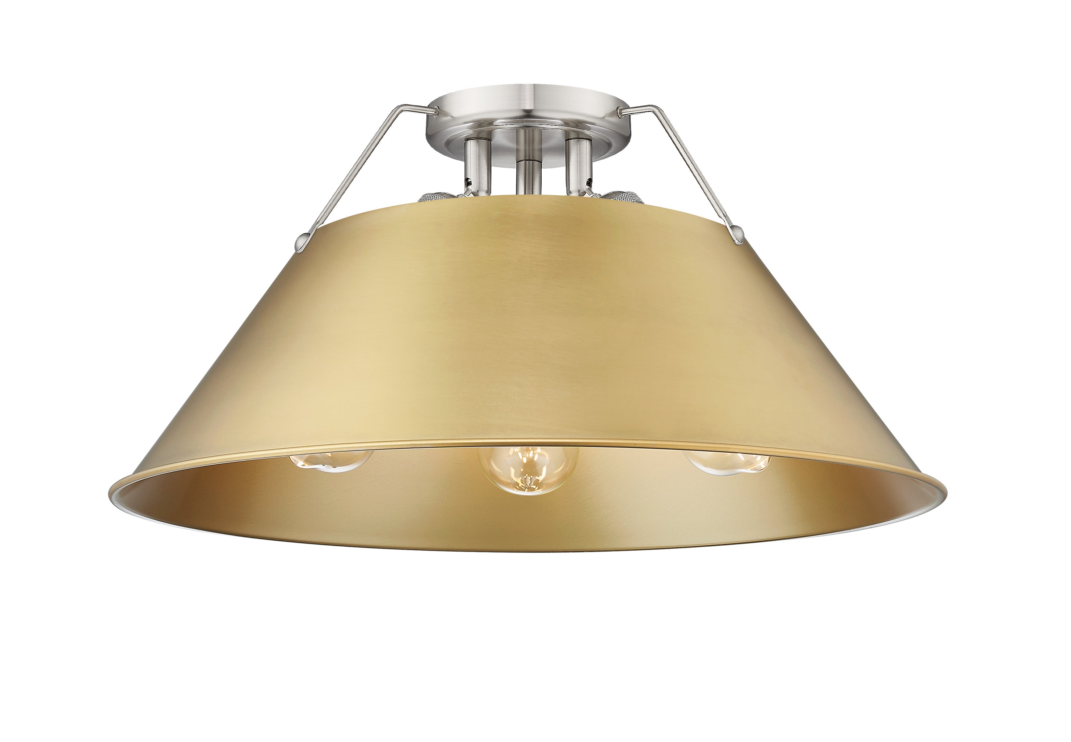 Yep by Golden Lighting Orwell 3-light Flush Mount in Pewter and Brushed Champagne Brass shade - Default Title - Golden Lighting