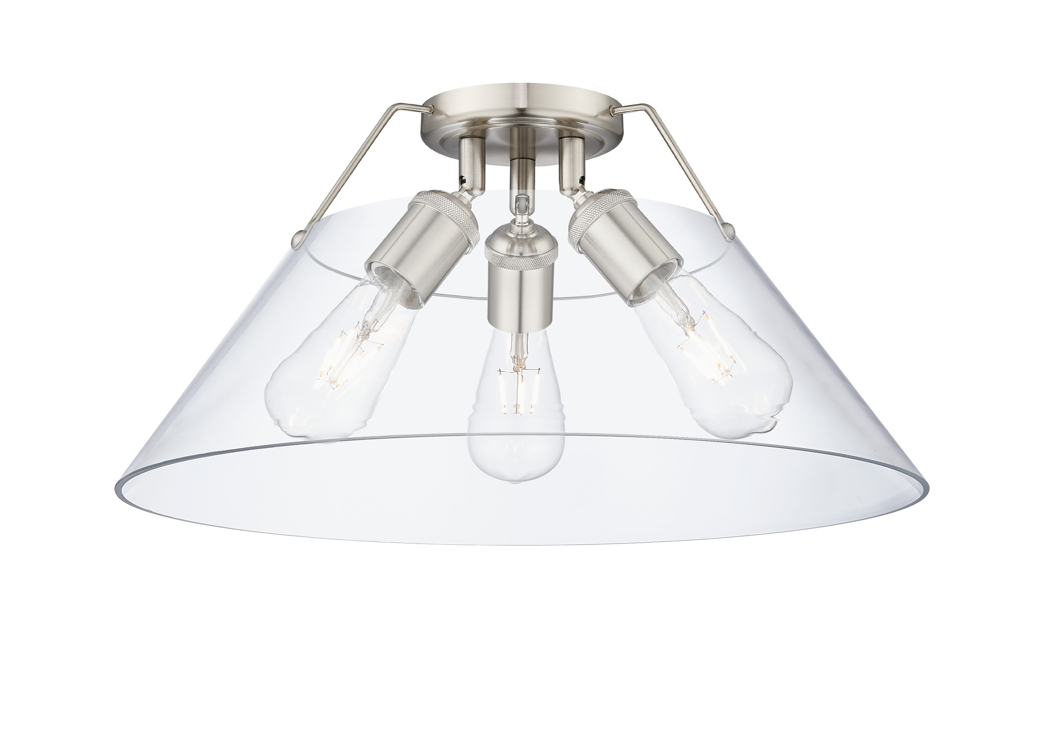 Yep by Golden Lighting Orwell 3-light Flush Mount in Pewter and Clear Glass - Default Title - Golden Lighting