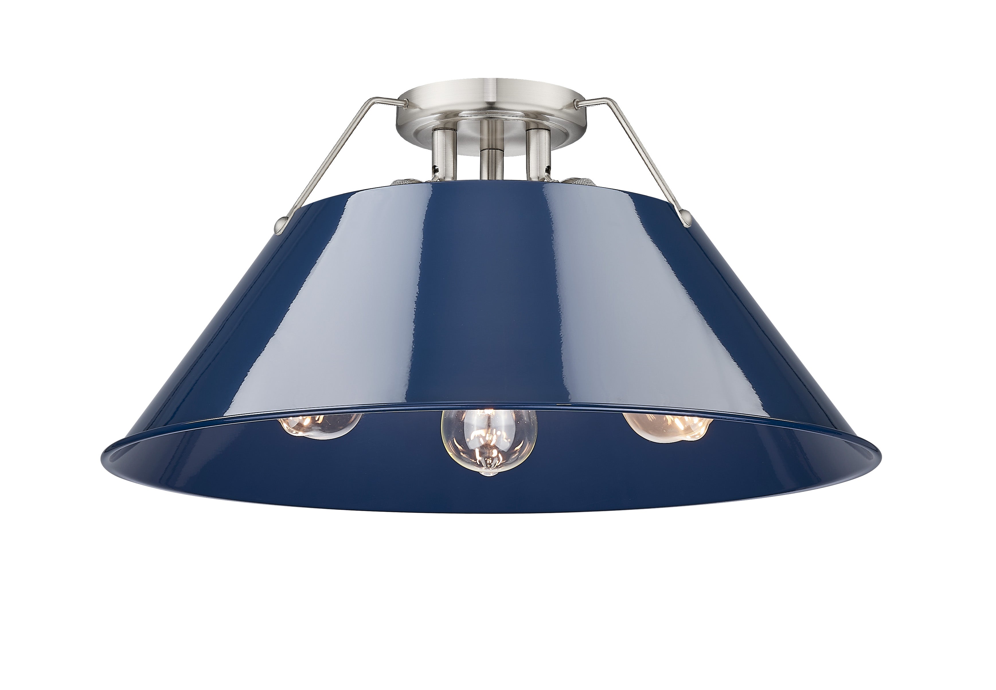 Yep by Golden Lighting Orwell 3-light Flush Mount in Pewter and Navy Blue shade - Default Title - Golden Lighting