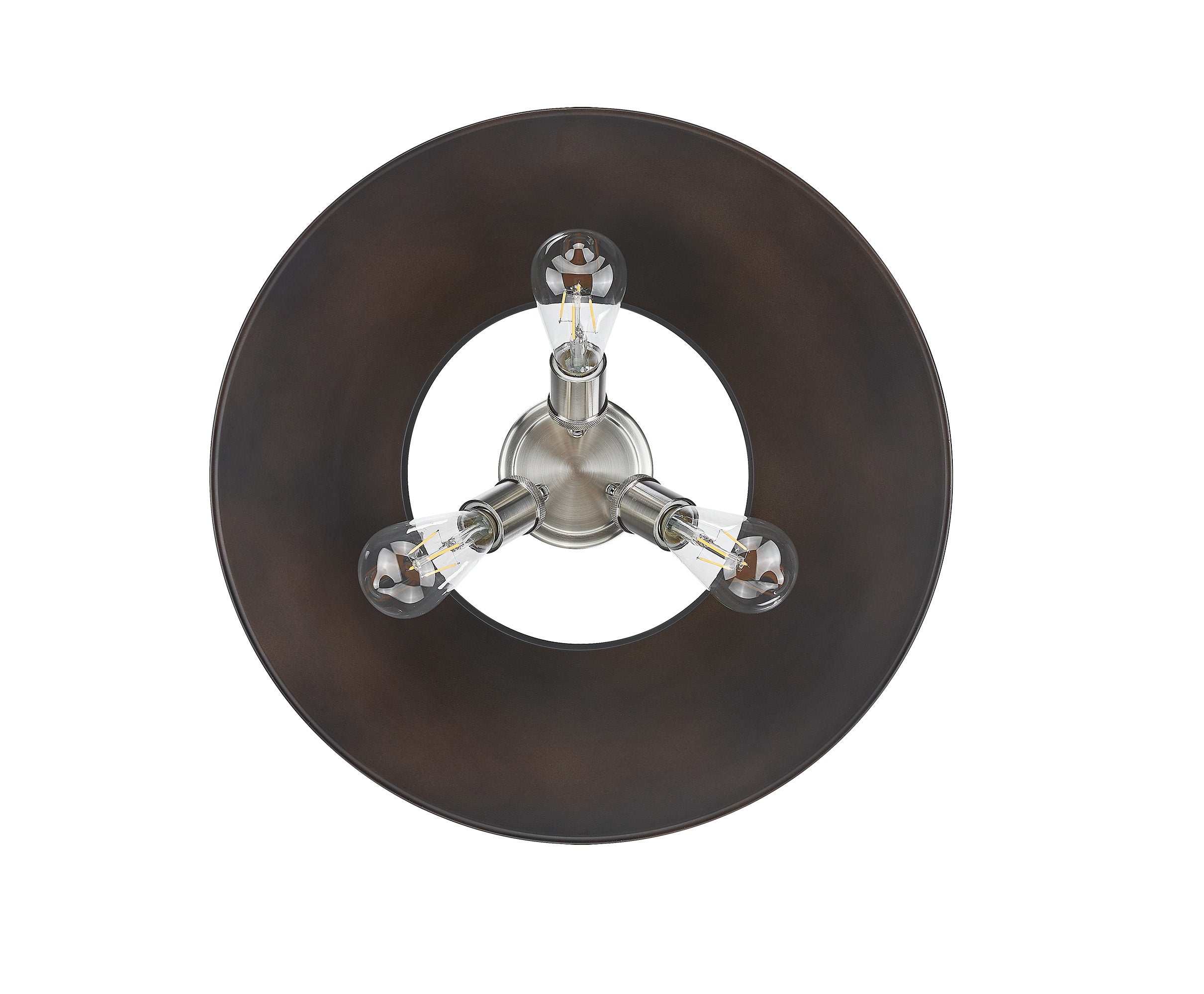 Orwell 3-Light Flush Mount in Pewter with Rubbed Bronze - Default Title - Golden Lighting