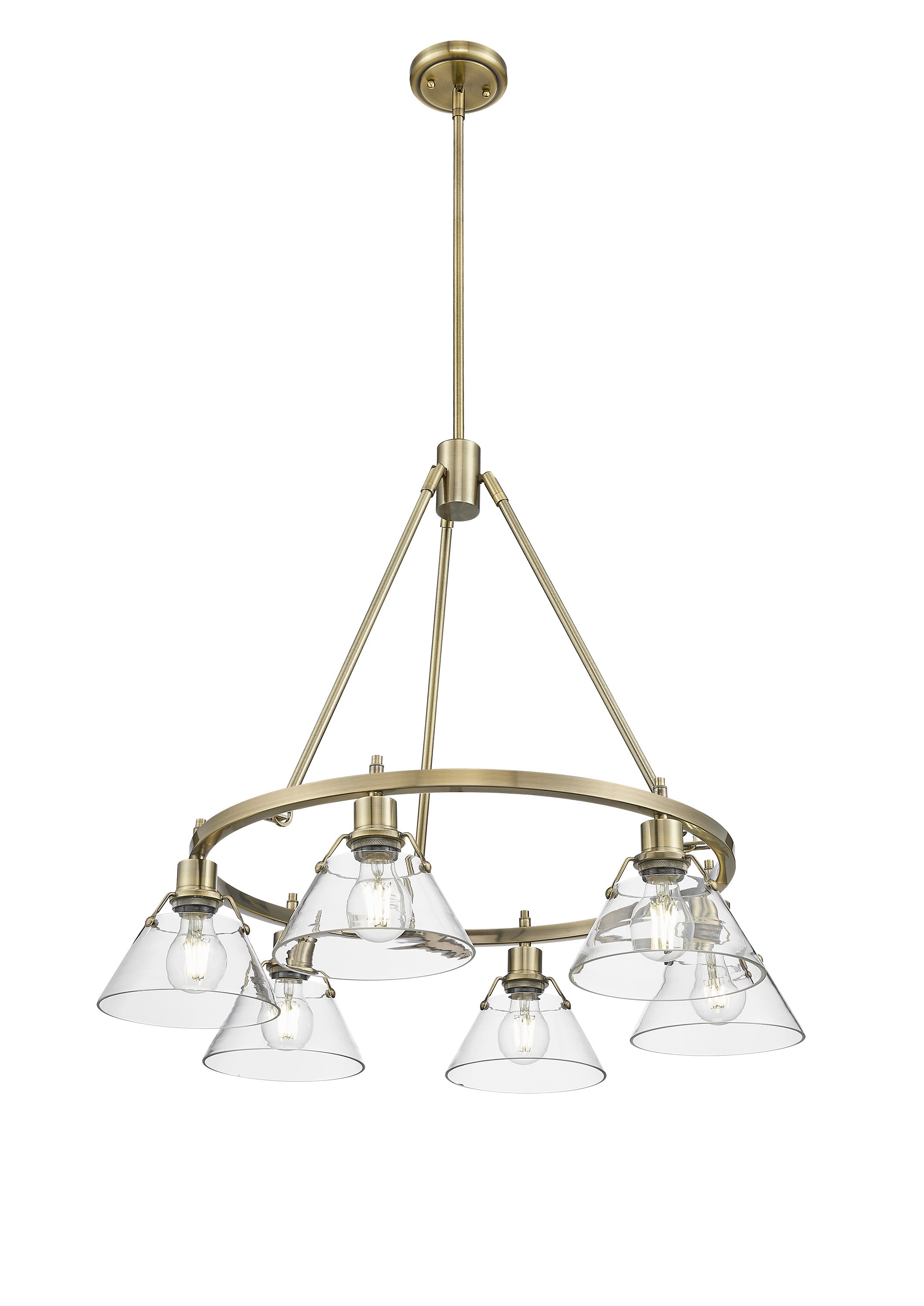 Yep by Golden Lighting Orwell 6-light Chandelier in Aged Brass and Clear Glass - - Golden Lighting