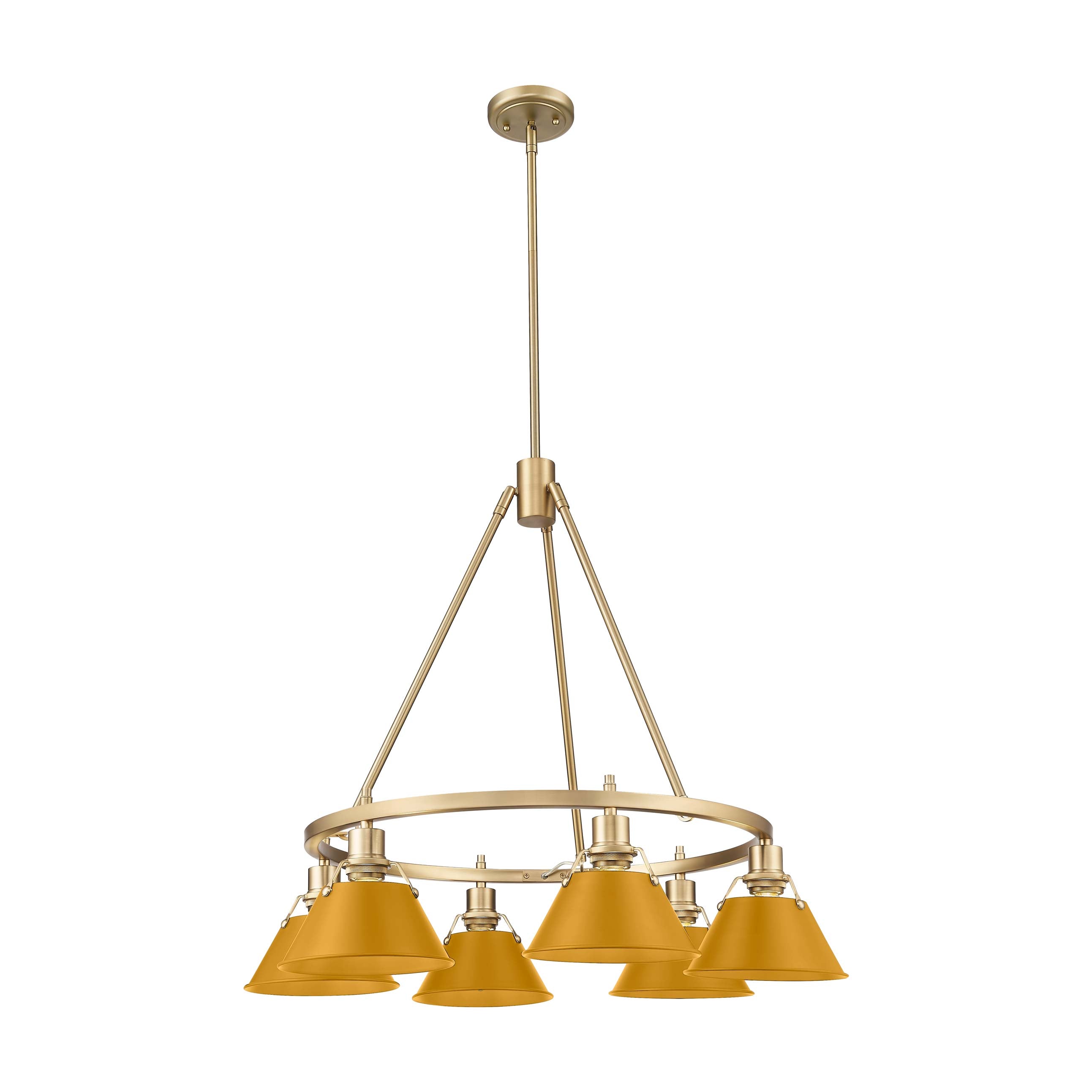 Yep by Golden Lighting Orwell 6-light Chandelier in Brushed Champagne Brass and Auric Yellow shade - - Golden Lighting