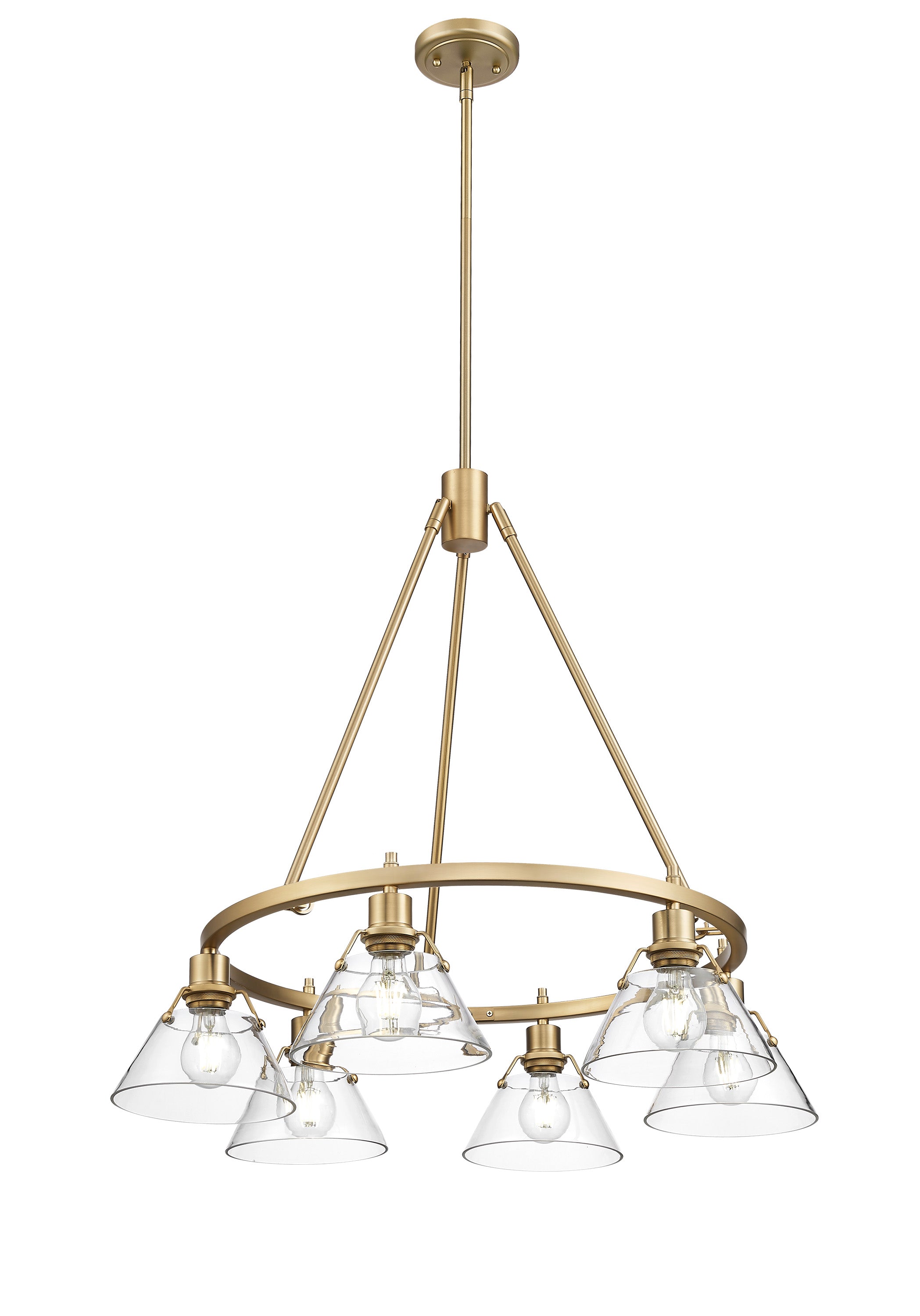Yep by Golden Lighting Orwell 6-light Chandelier in Brushed Champagne Brass and Clear Glass - - Golden Lighting