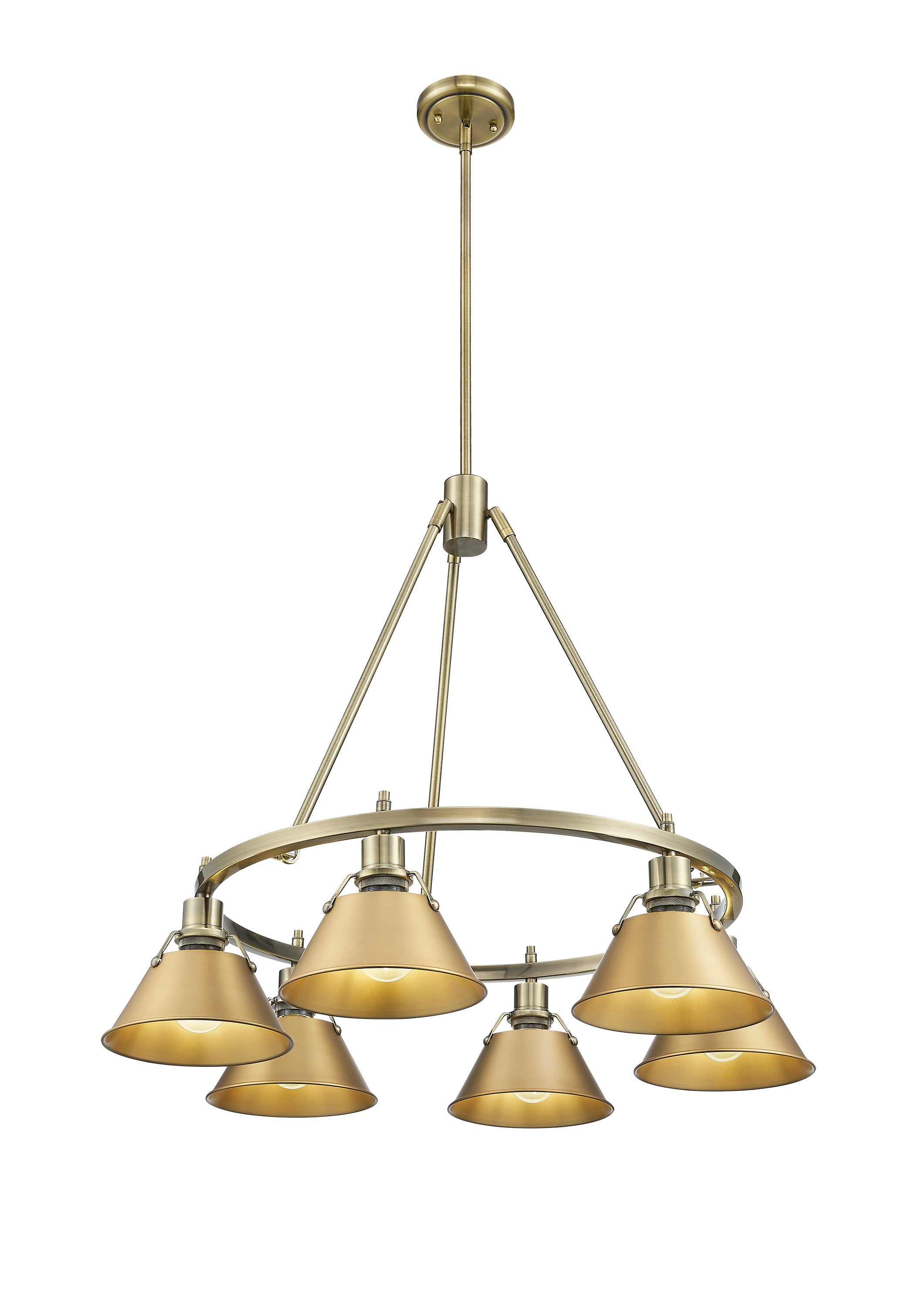 Yep by Golden Lighting Orwell 6-light Chandelier in Aged Brass and Brushed Champagne Brass shade - - Golden Lighting