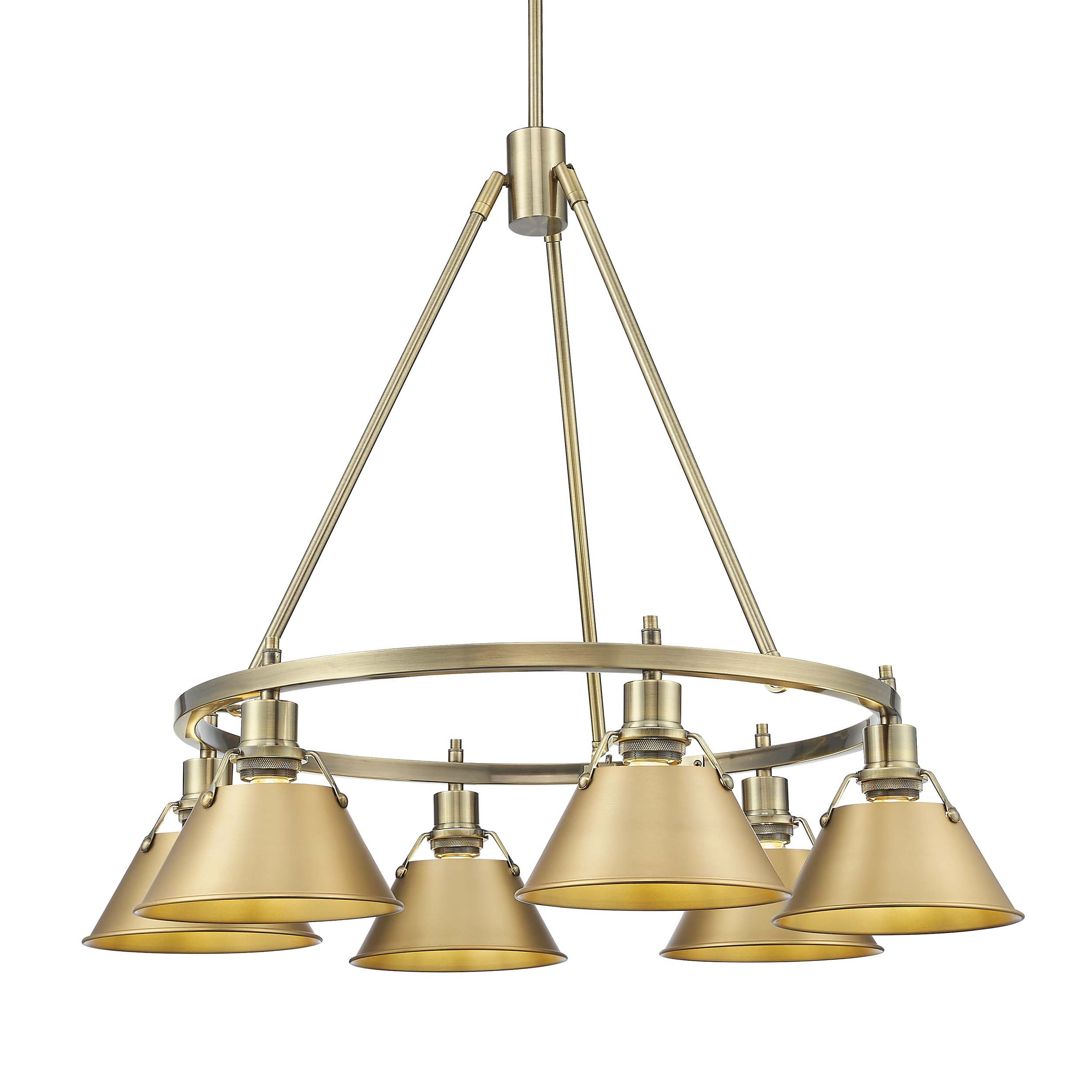 Yep by Golden Lighting Orwell 6-light Chandelier in Aged Brass and Brushed Champagne Brass shade - Default Title - Golden Lighting