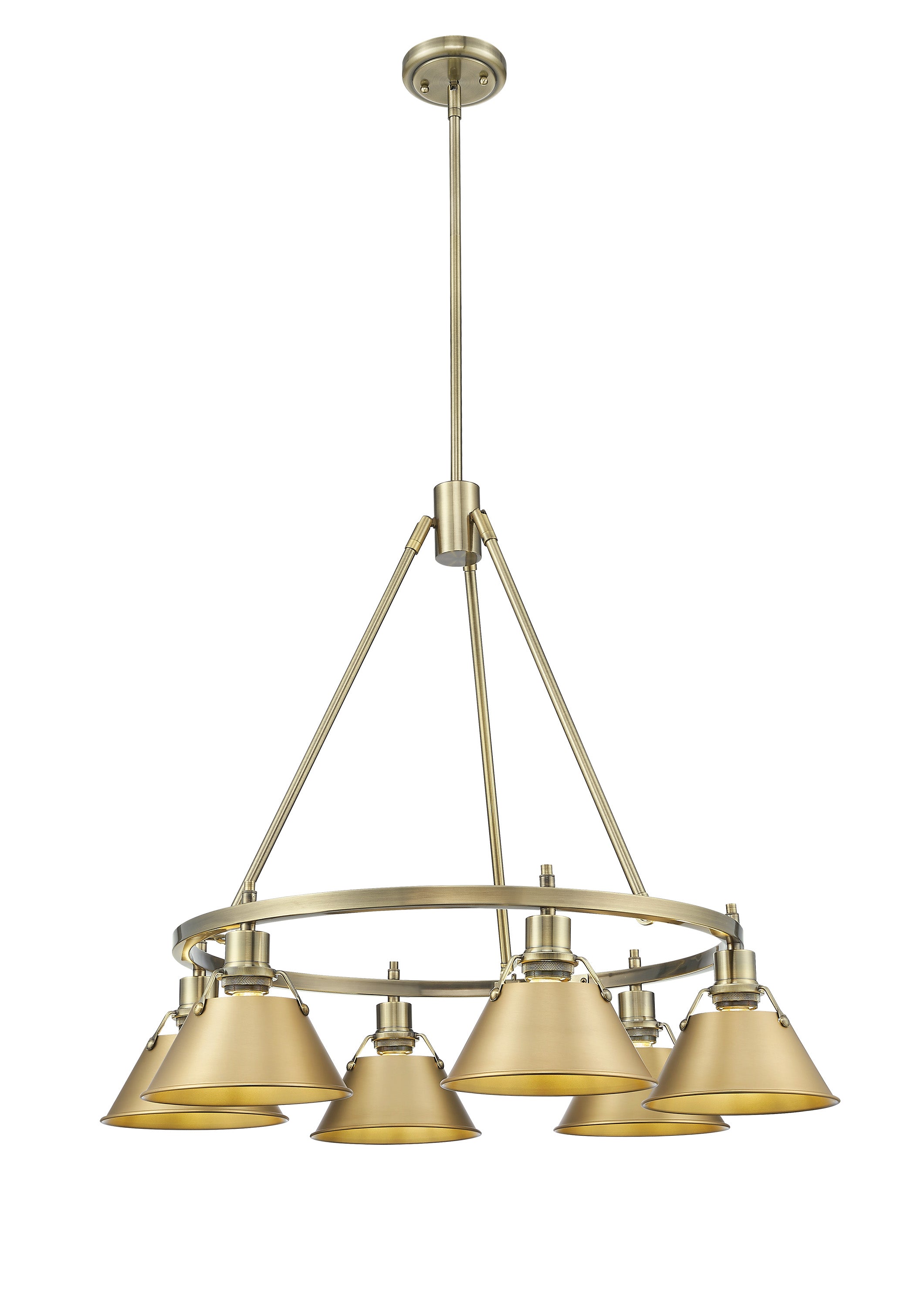Orwell 6-Light Chandelier in Aged Brass with Brushed Champagne Bronze - Default Title - Golden Lighting